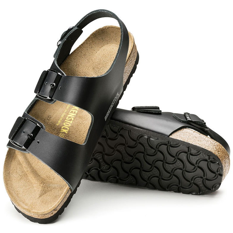 Birkenstock Milano, noir, cuir lisse