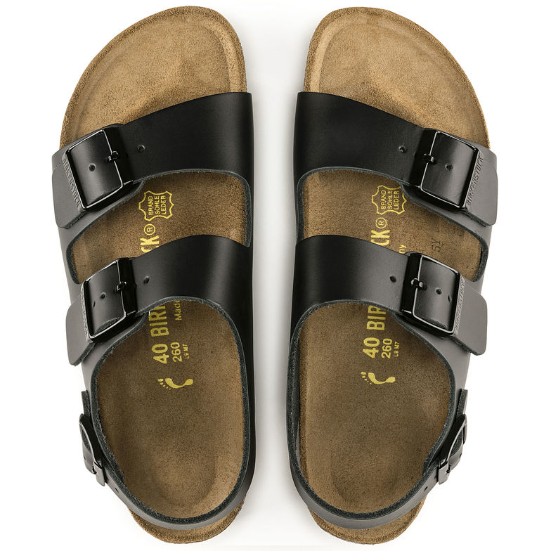 Birkenstock Milano, noir, cuir lisse