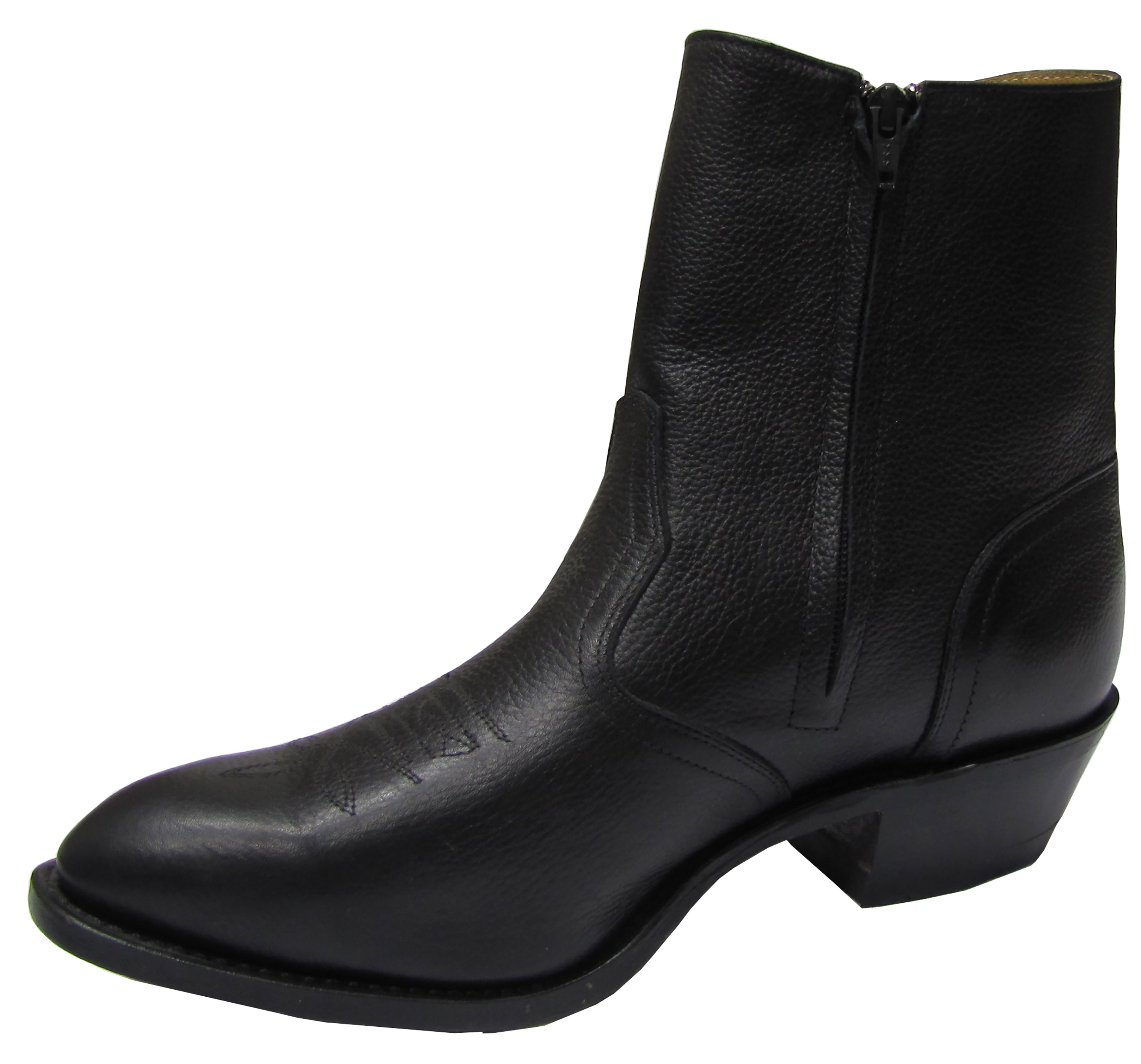 Men Medium Cowboy Toe Cowboy Heel Leather Sole Side Zipper