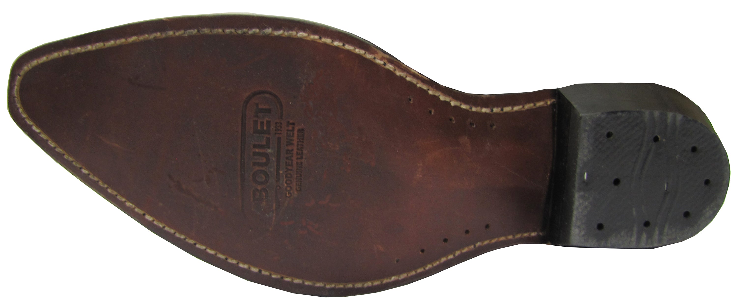 Chaussures homme à bout cowboy moyen, talon cowboy, semelle en cuir, fermeture éclair latérale