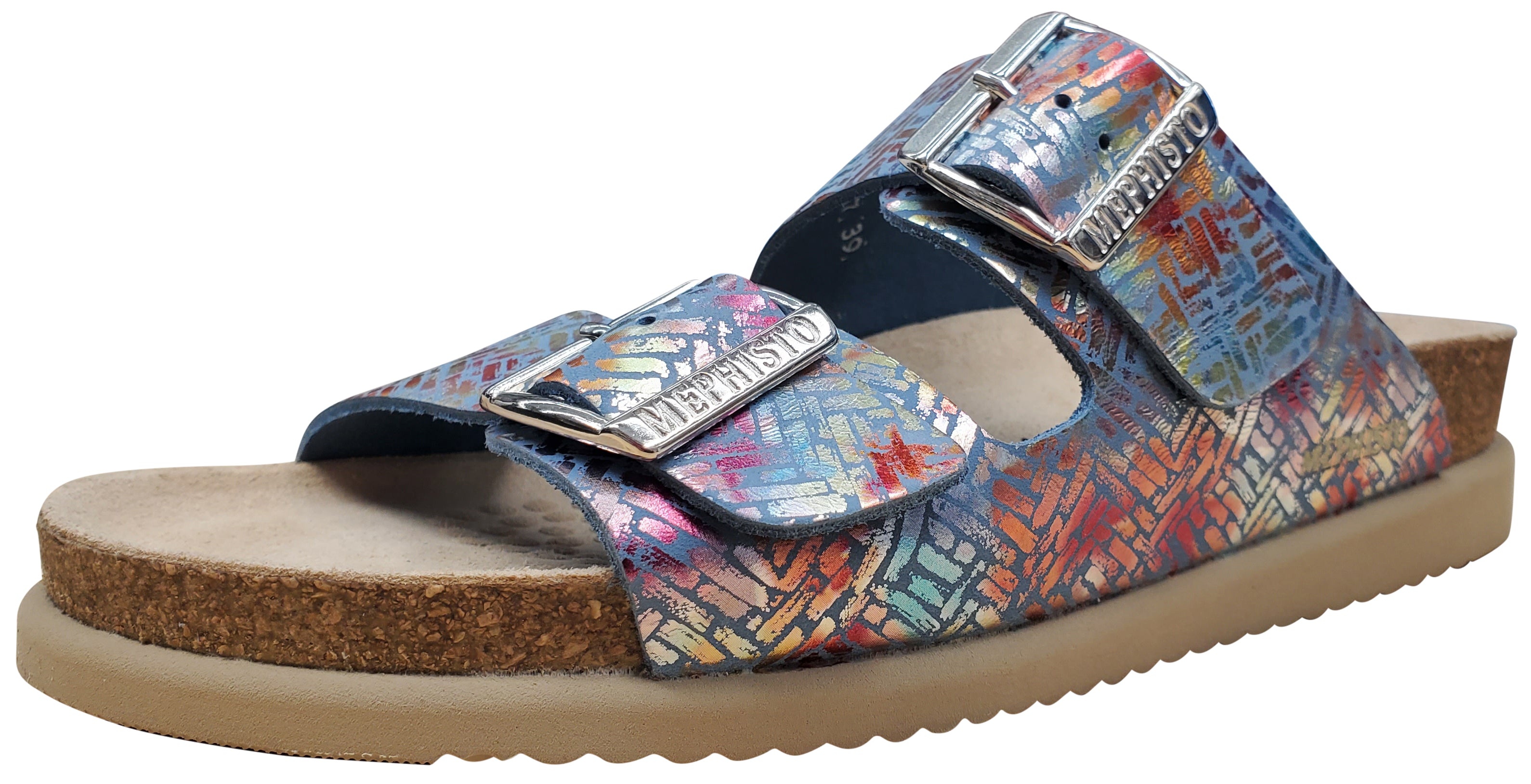 Sandale Hester pour femme Mephisto, motif chevron bleu marine