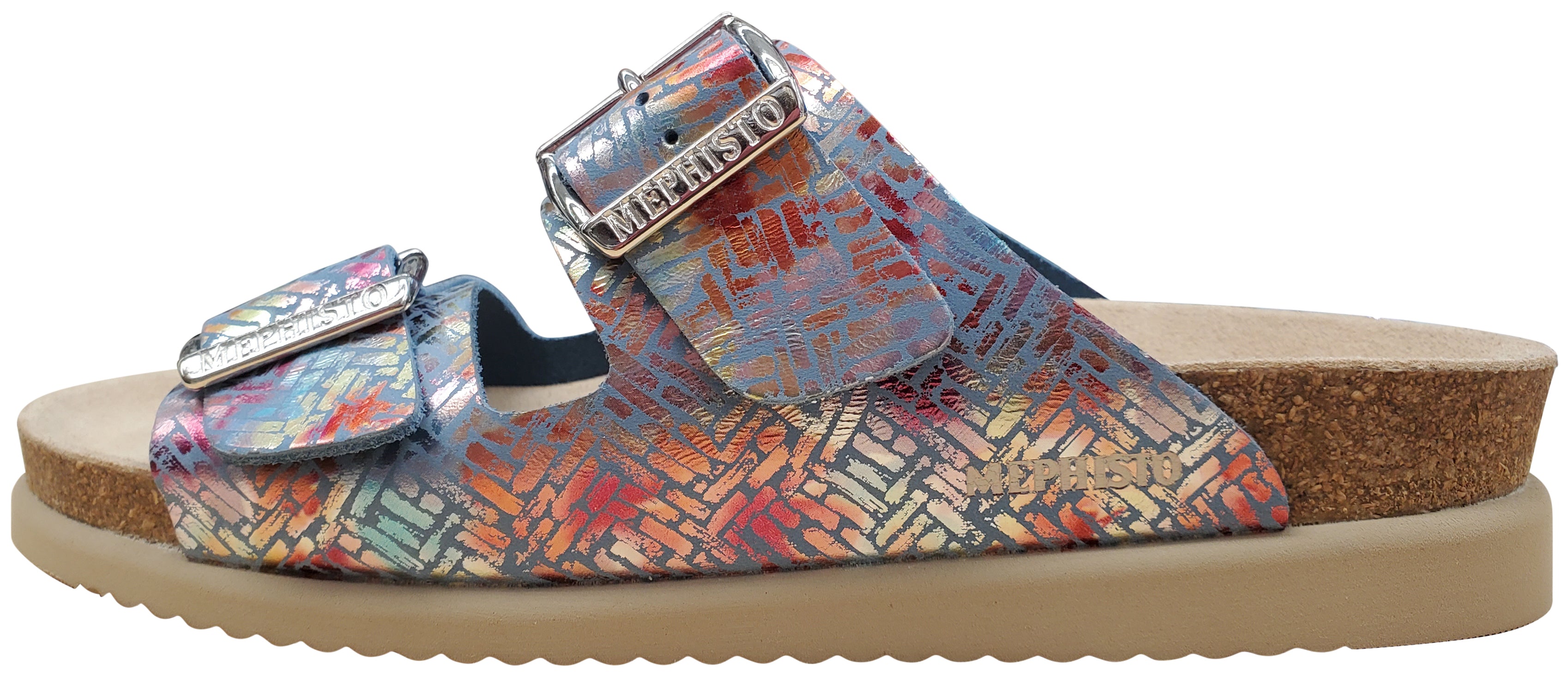 Sandale Hester pour femme Mephisto, motif chevron bleu marine
