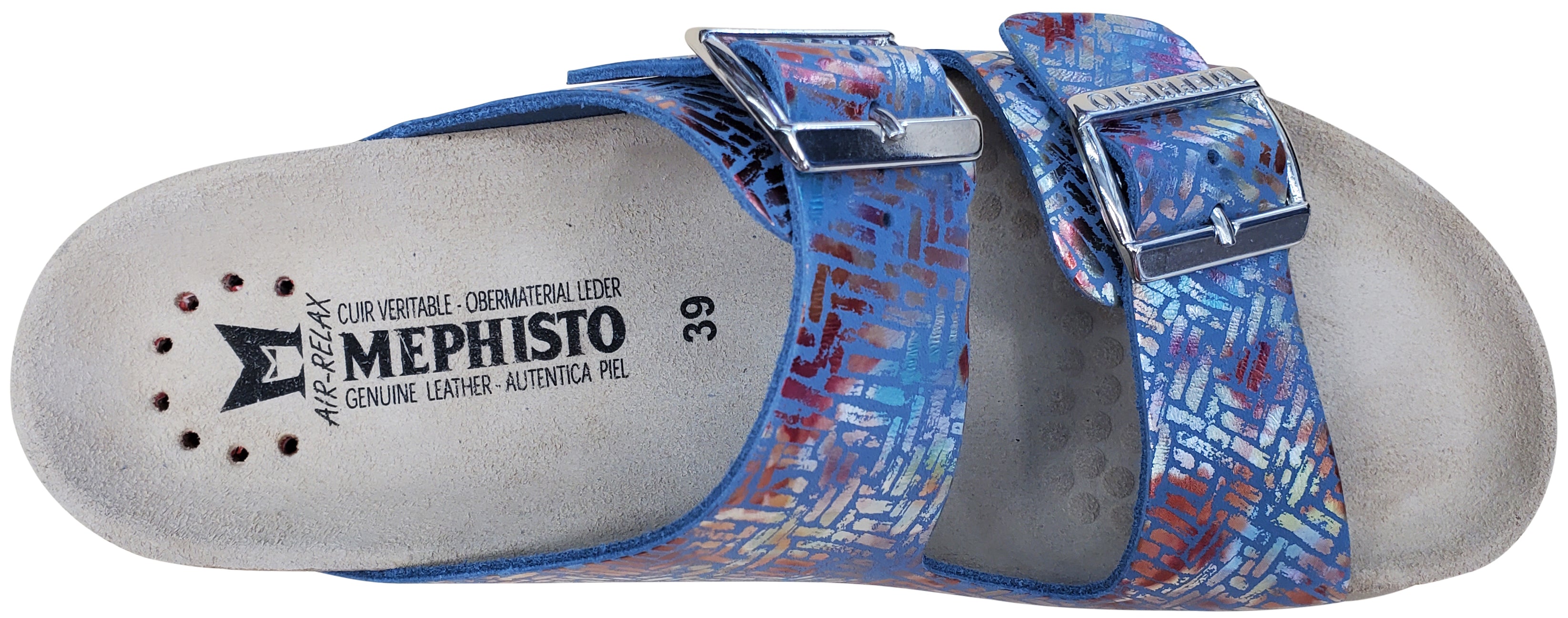 Sandale Hester pour femme Mephisto, motif chevron bleu marine