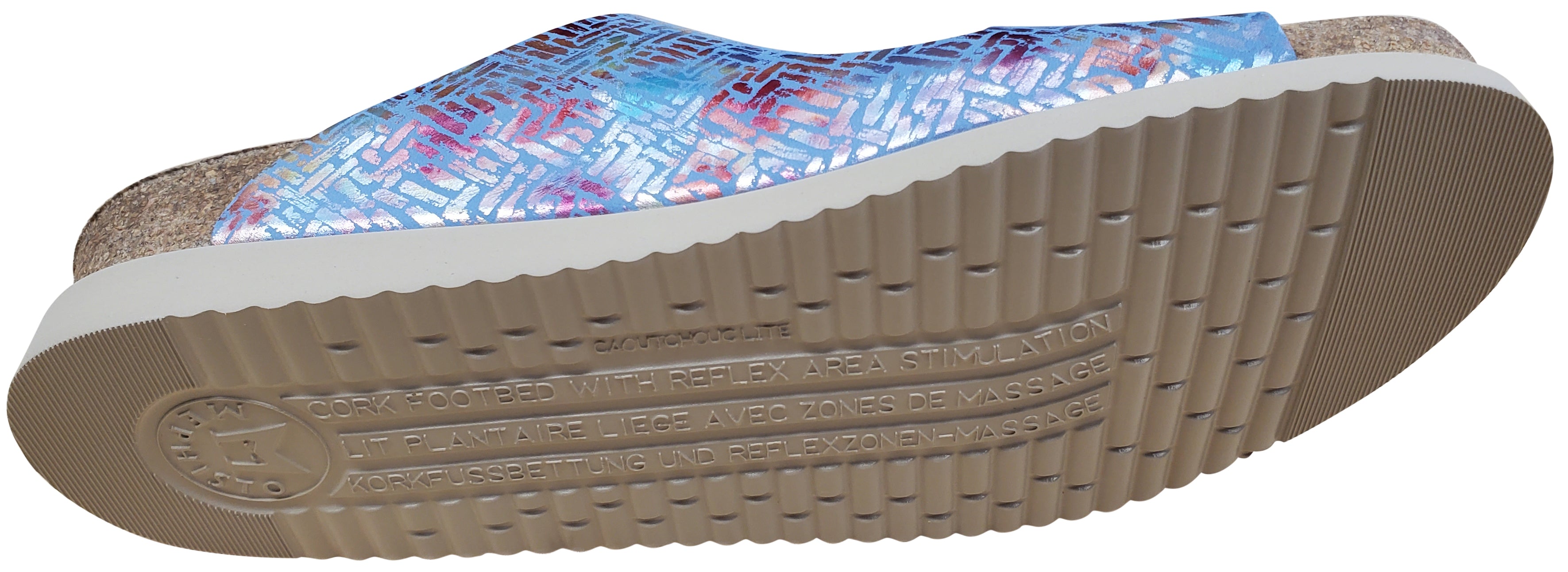 Sandale Hester pour femme Mephisto, motif chevron bleu marine