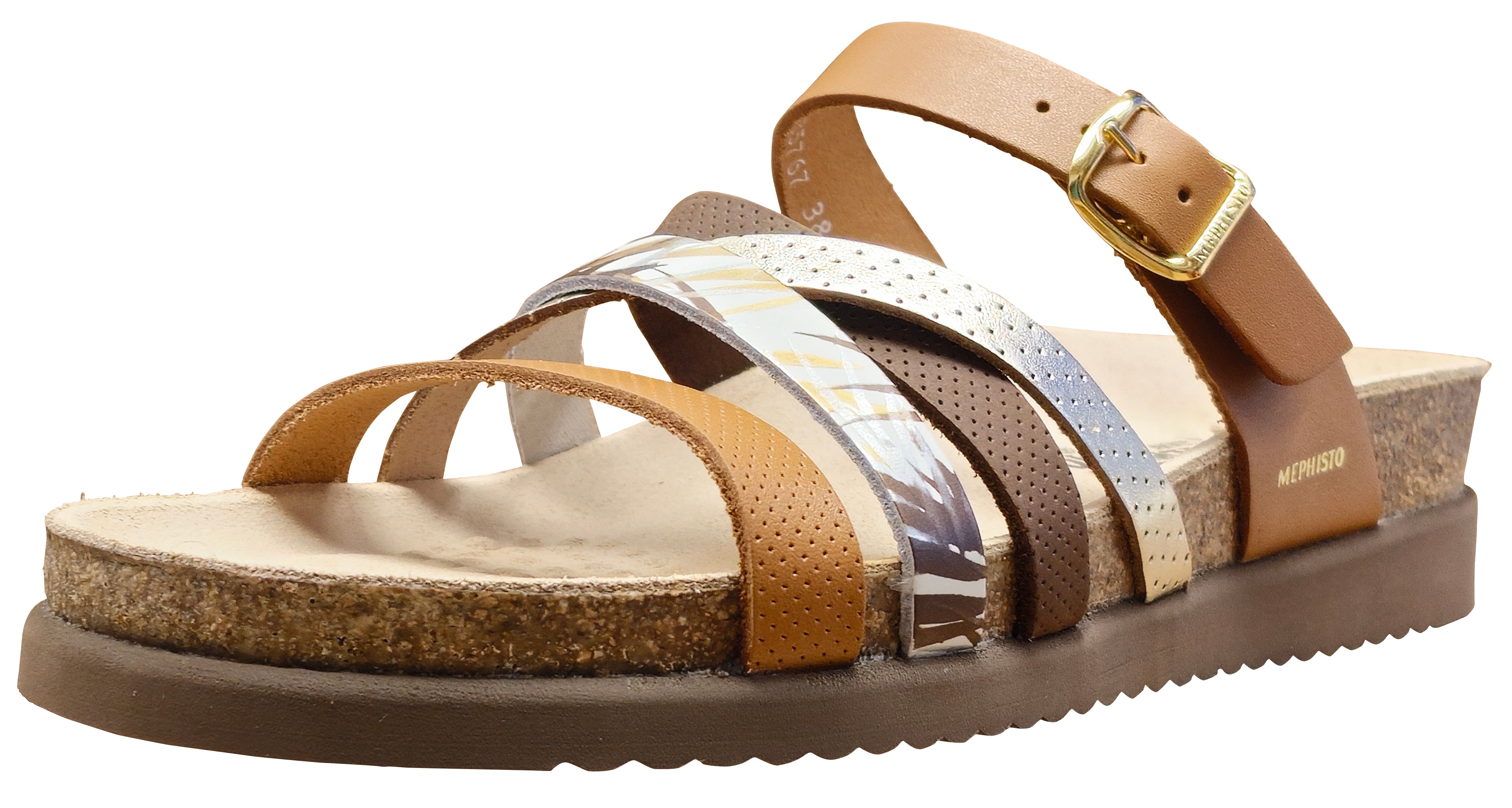 Sandale Huleda pour femme Mephisto, couleur camel argenté