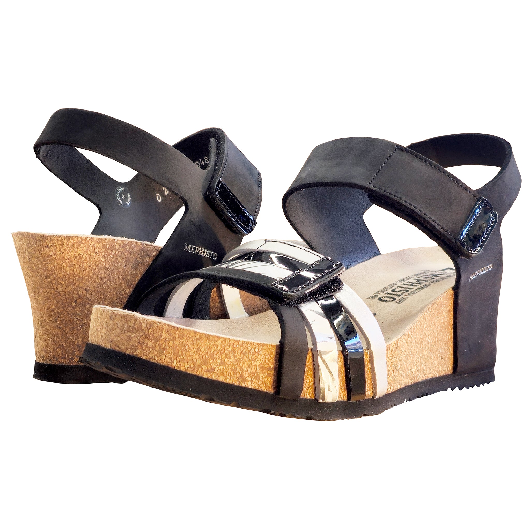 Sandale compensée Mephisto Lucia pour femme, noire