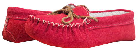 Women’s Suede Leather Moccasin Slippers Red