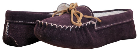 Women’s Suede Leather Moccasin Slippers Grape
