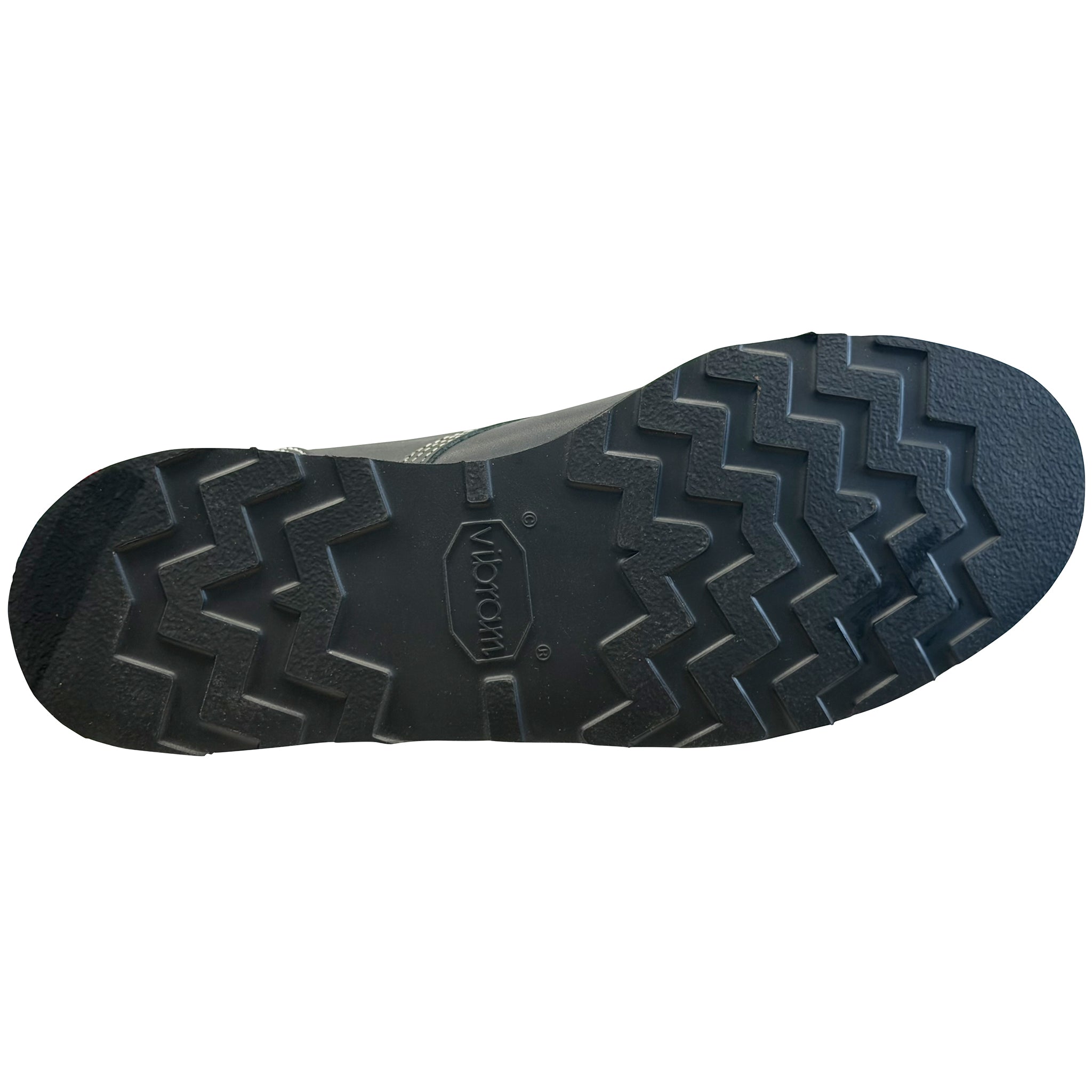 Close-up of a shoe sole with tread pattern on a white background