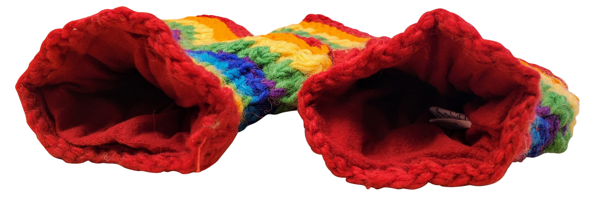 Chaussons en laine tricotés à la main, doublés en polaire, arc-en-ciel