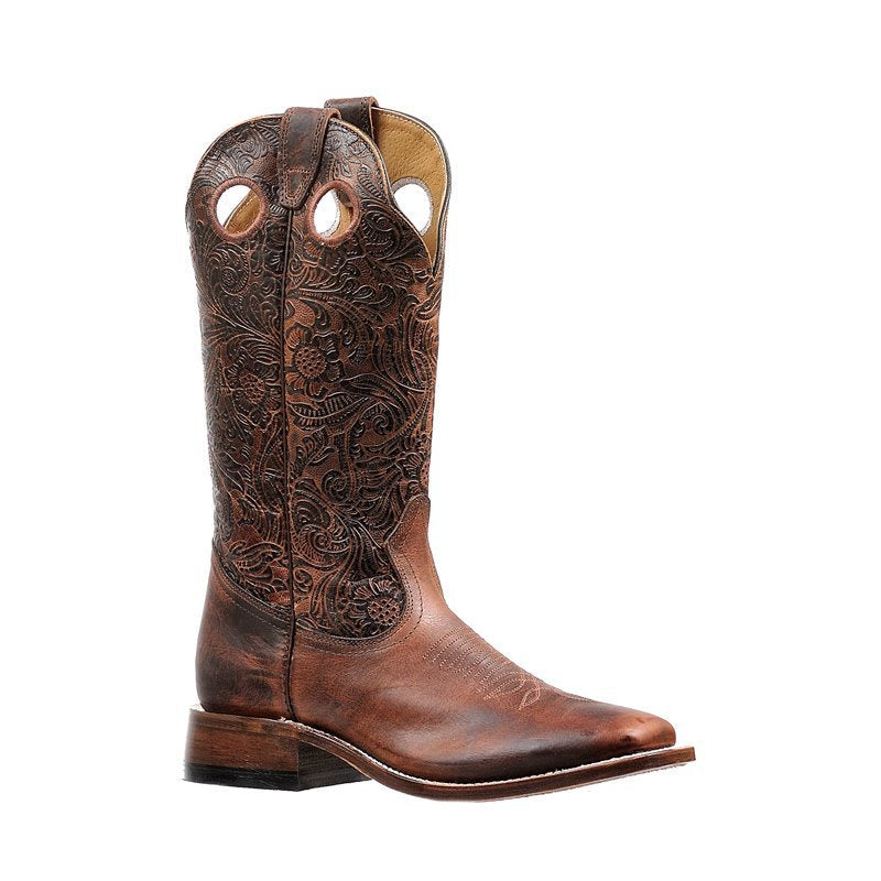 Boulet 13" Ladies Antique Cognac Bison Wide Square Toe Boot 6378