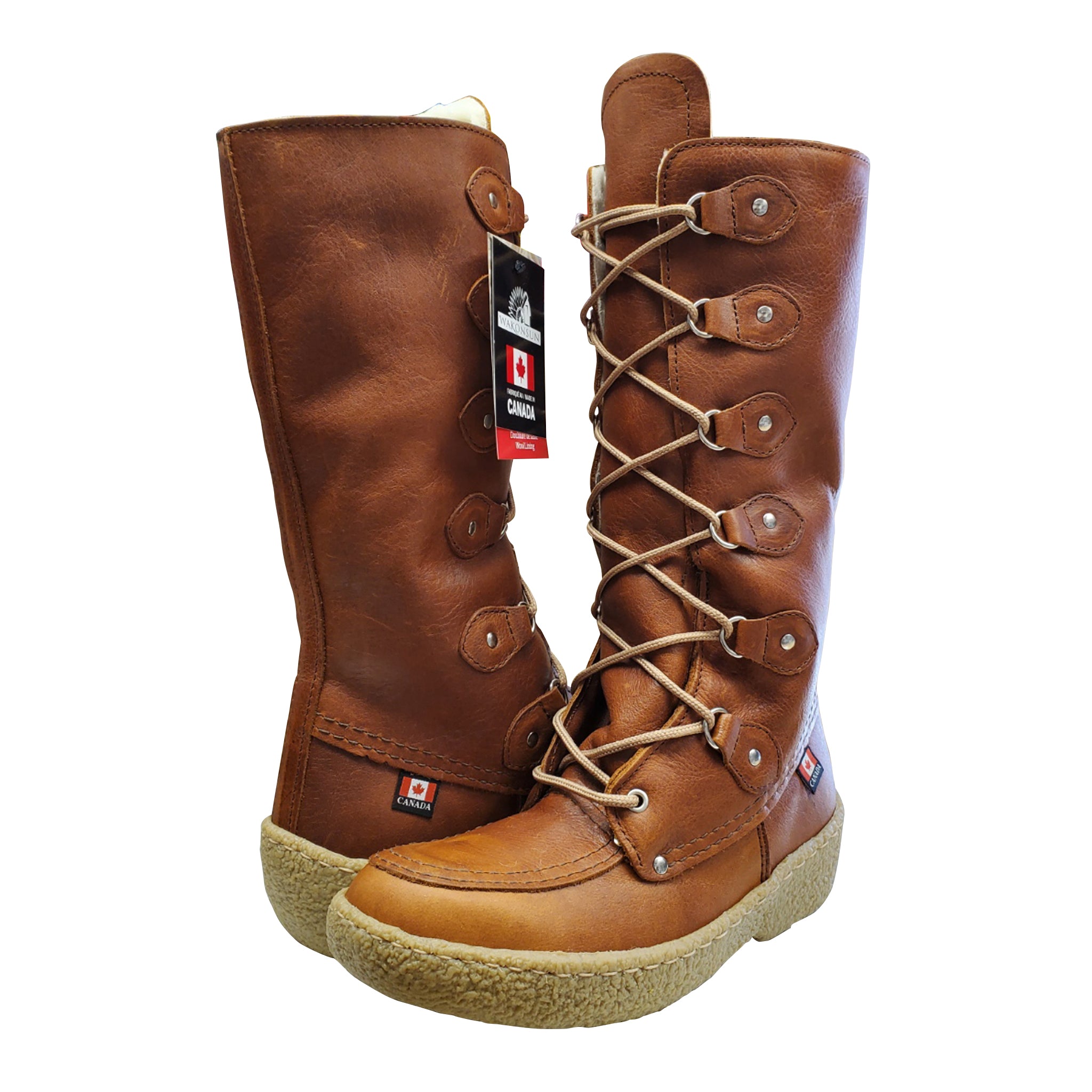 MEN'S MUKLUK WINTER BOOTS WITH RUBBER SOLE AND WOOL LINING
