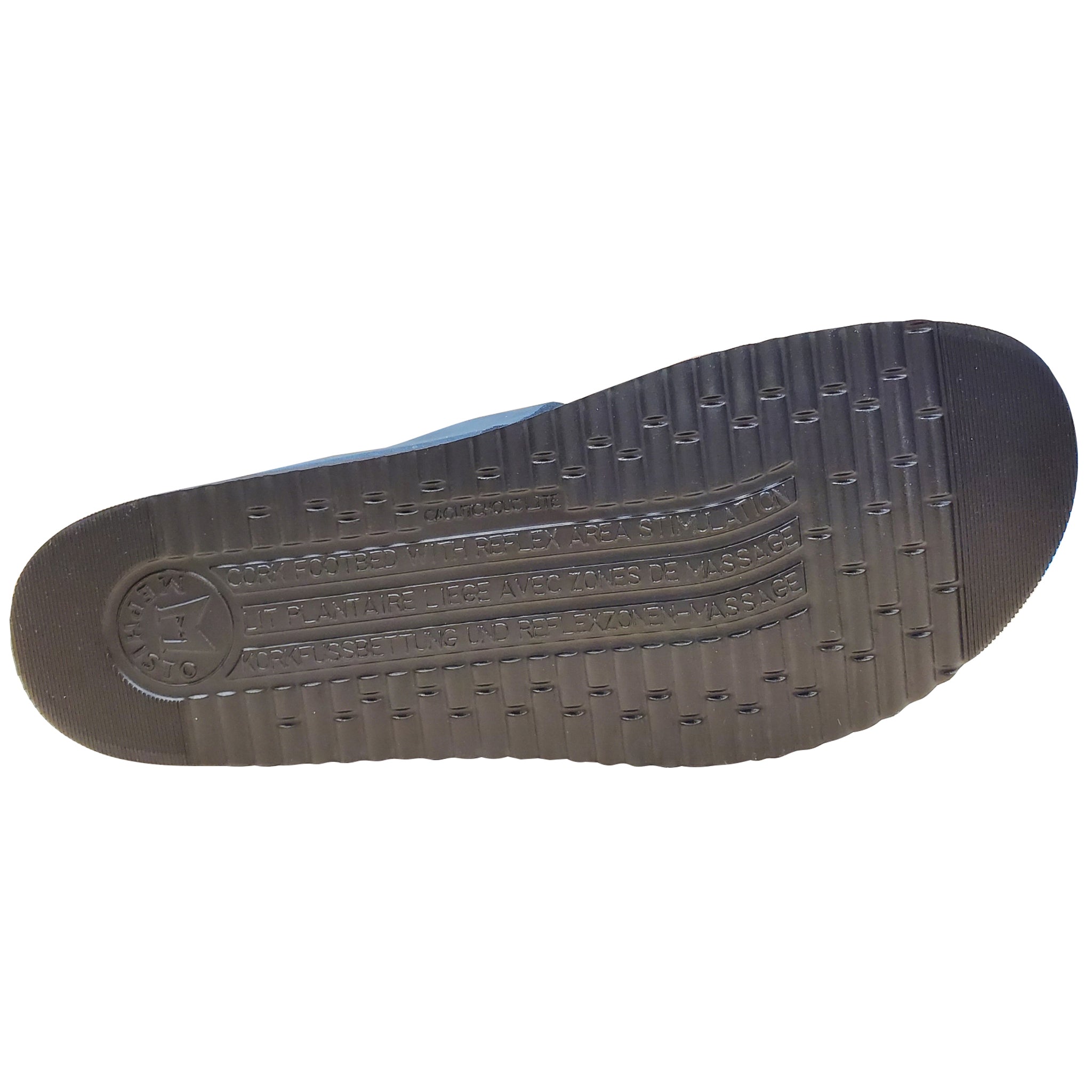 Black sole of a shoe with brand logo on a white background