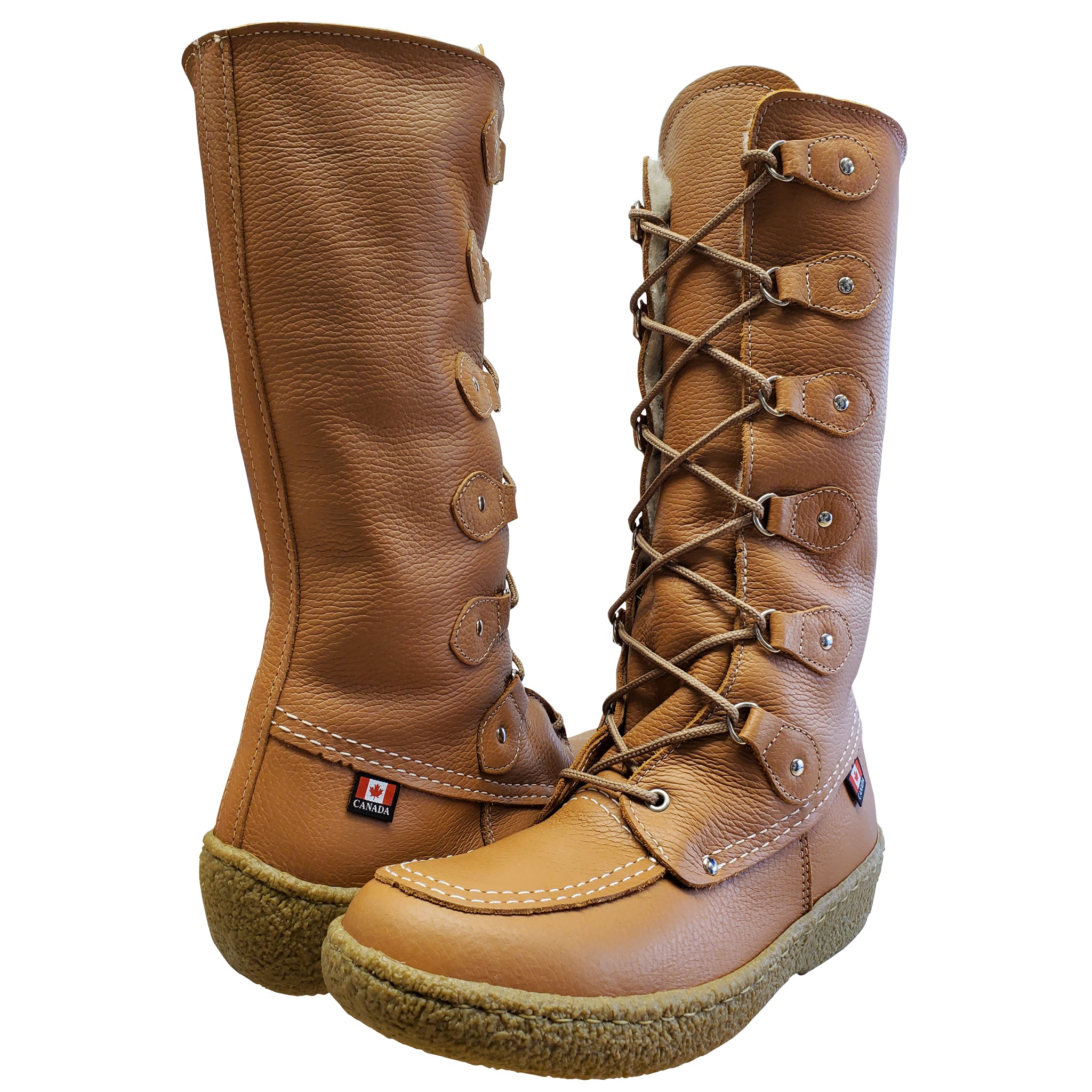 MEN'S MUKLUK WINTER BOOTS WITH RUBBER SOLE AND WOOL LINING