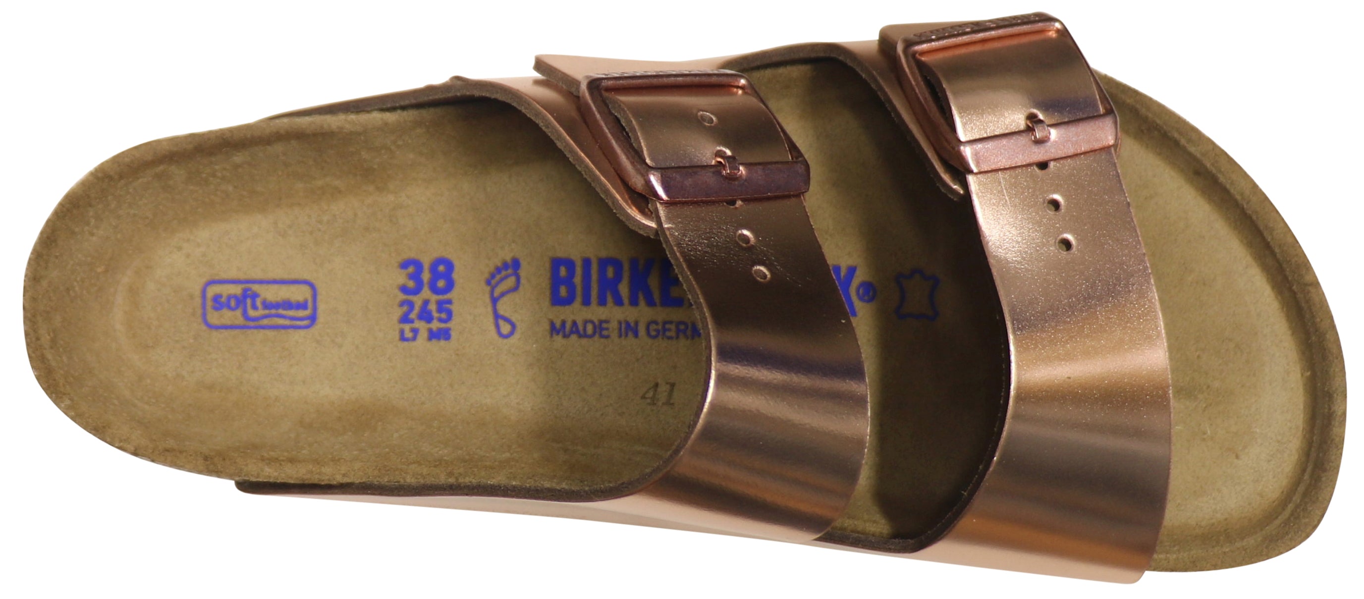 Semelle intérieure souple Birkenstock Arizona, cuivre métallisé, cuir