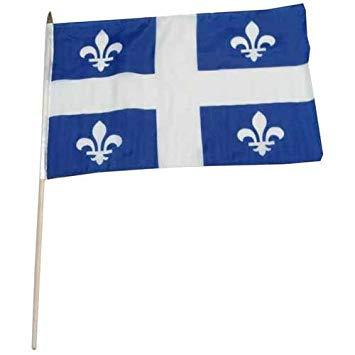 Quebec 100% Polyester Stick Flag 12"X18"