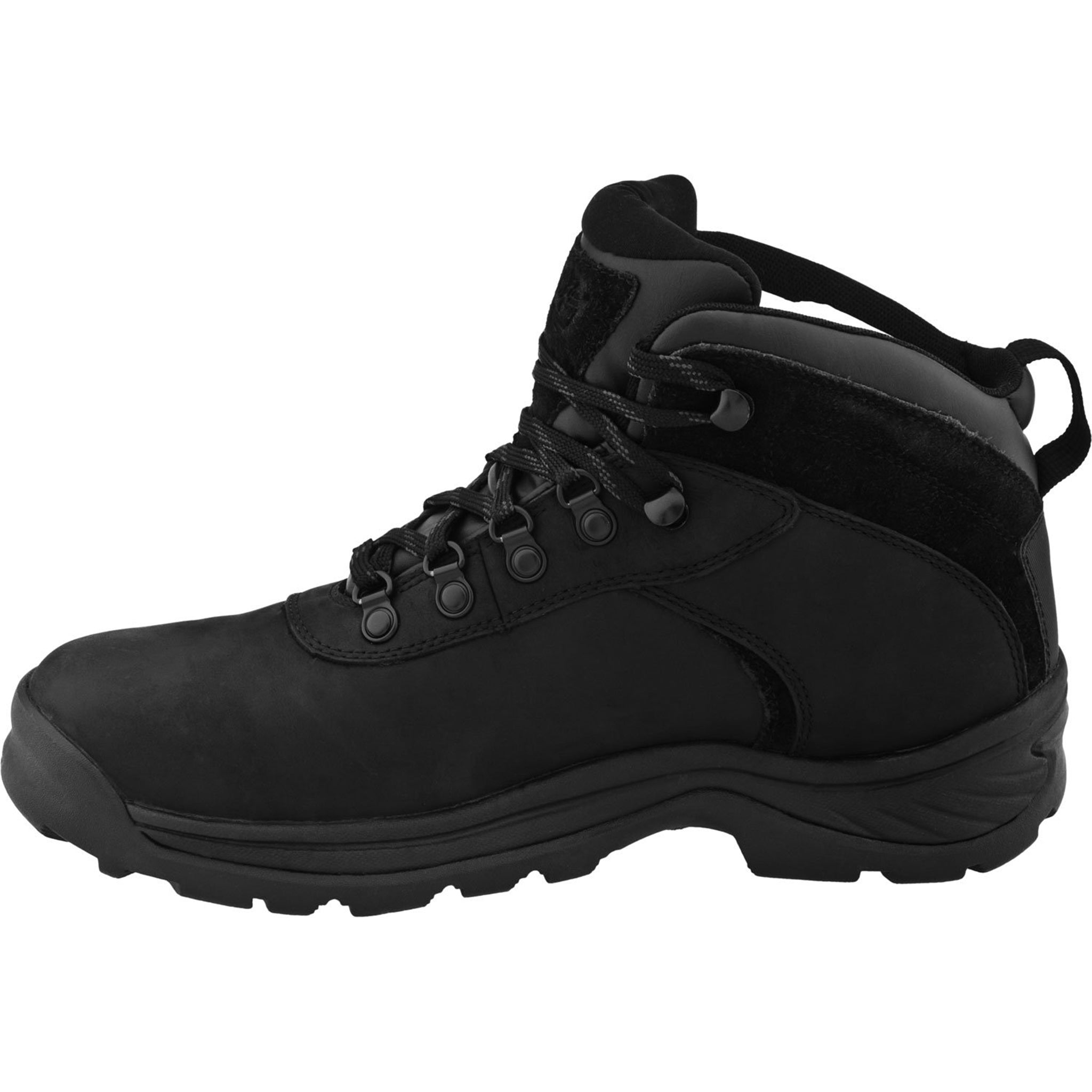 Black hiking boot on a white background