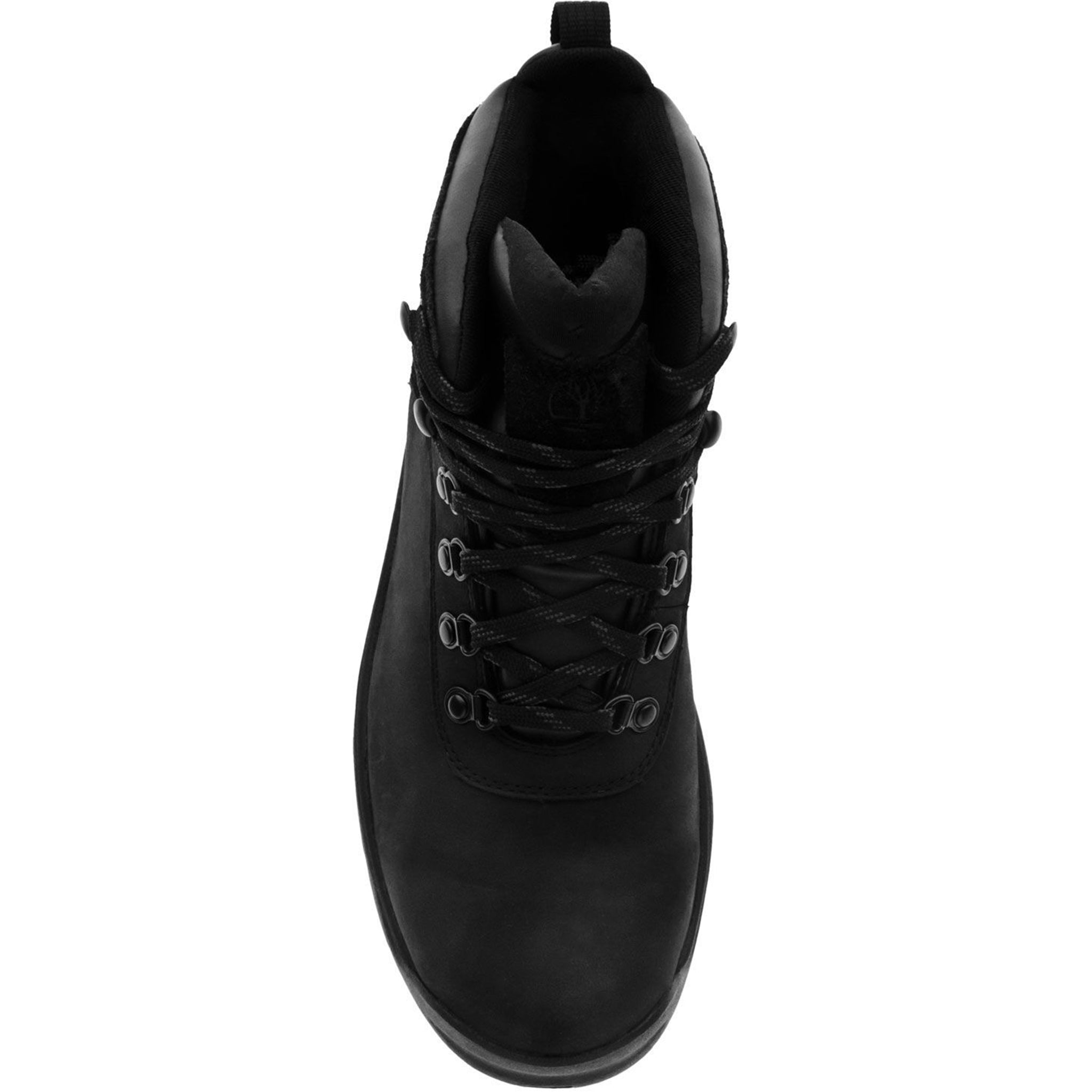 Black lace-up boot on a white background