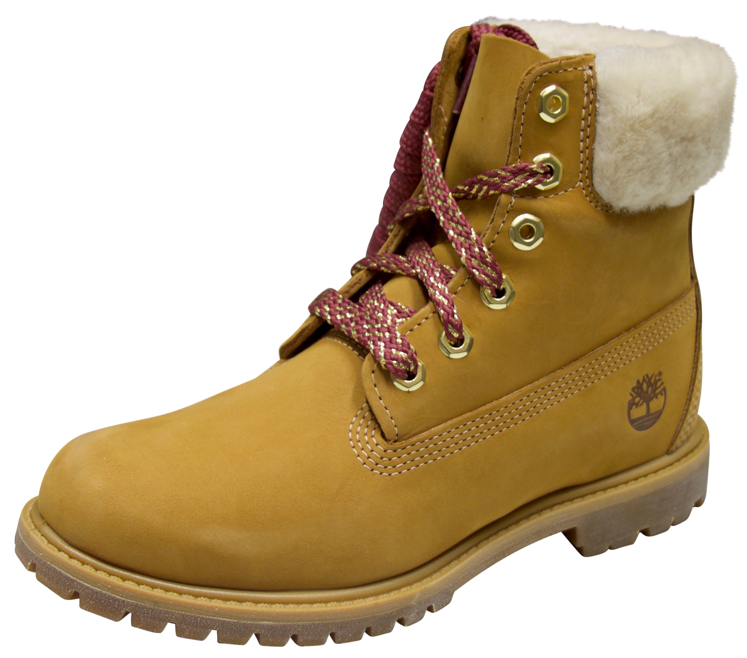 Timberland Women's Icon Authentic Shearling Collar 6" Waterproof Boot Wheat