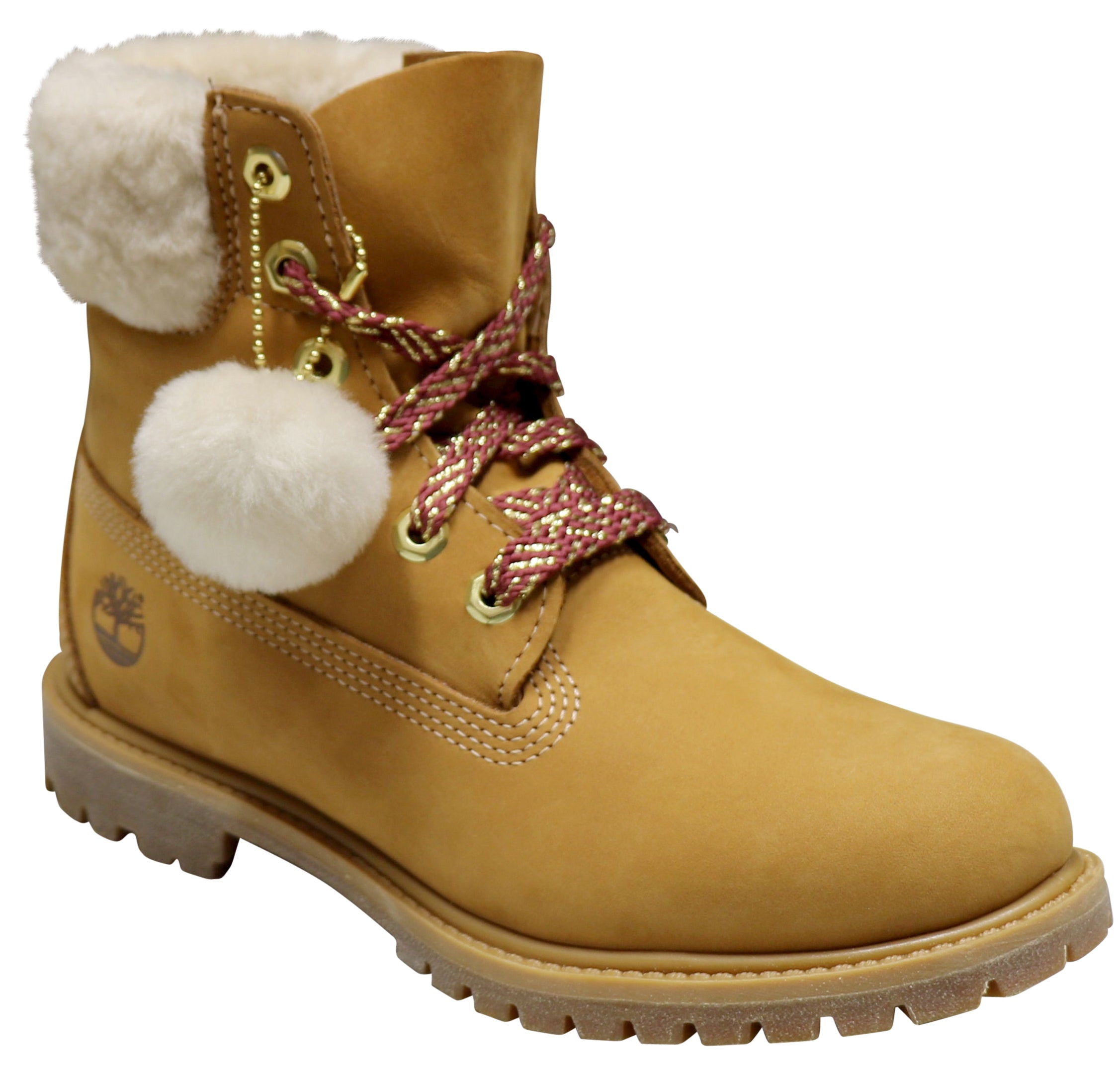 Bottes imperméables Timberland Icon Authentic Shearling Collar 6" pour femme, couleur blé