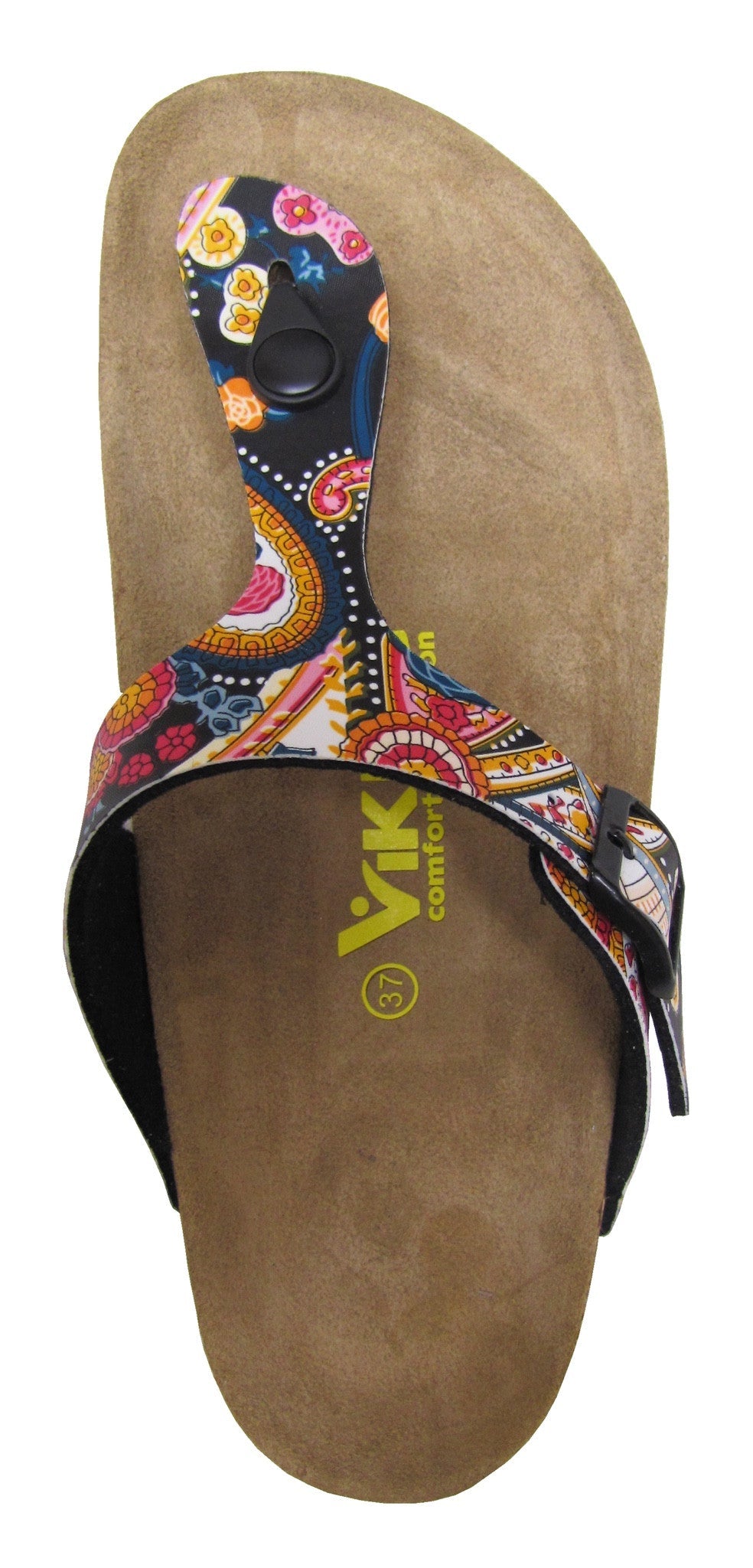 Toe Thong-Prints Black Paisley