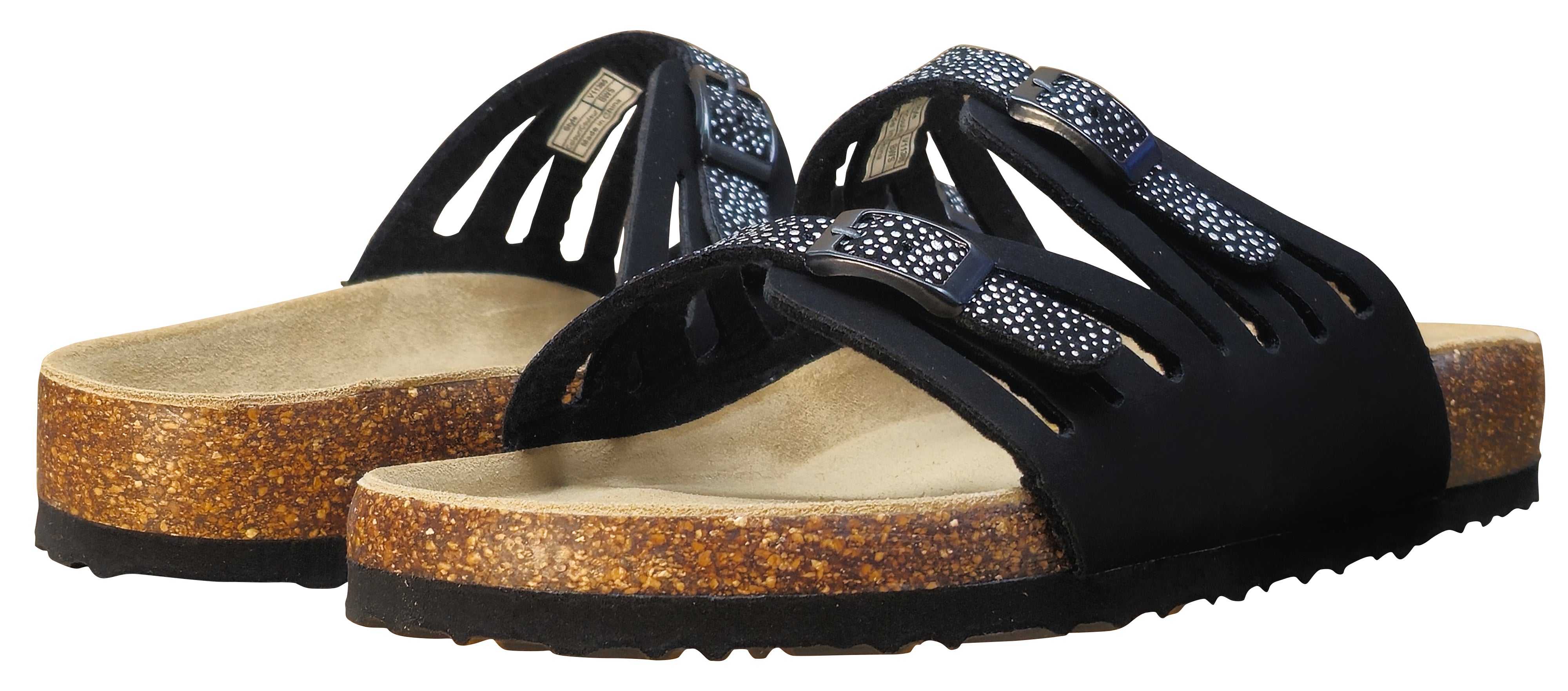 Viking Women's Whistler Two Buckle Cut Out Slide Sandal Black Studs
