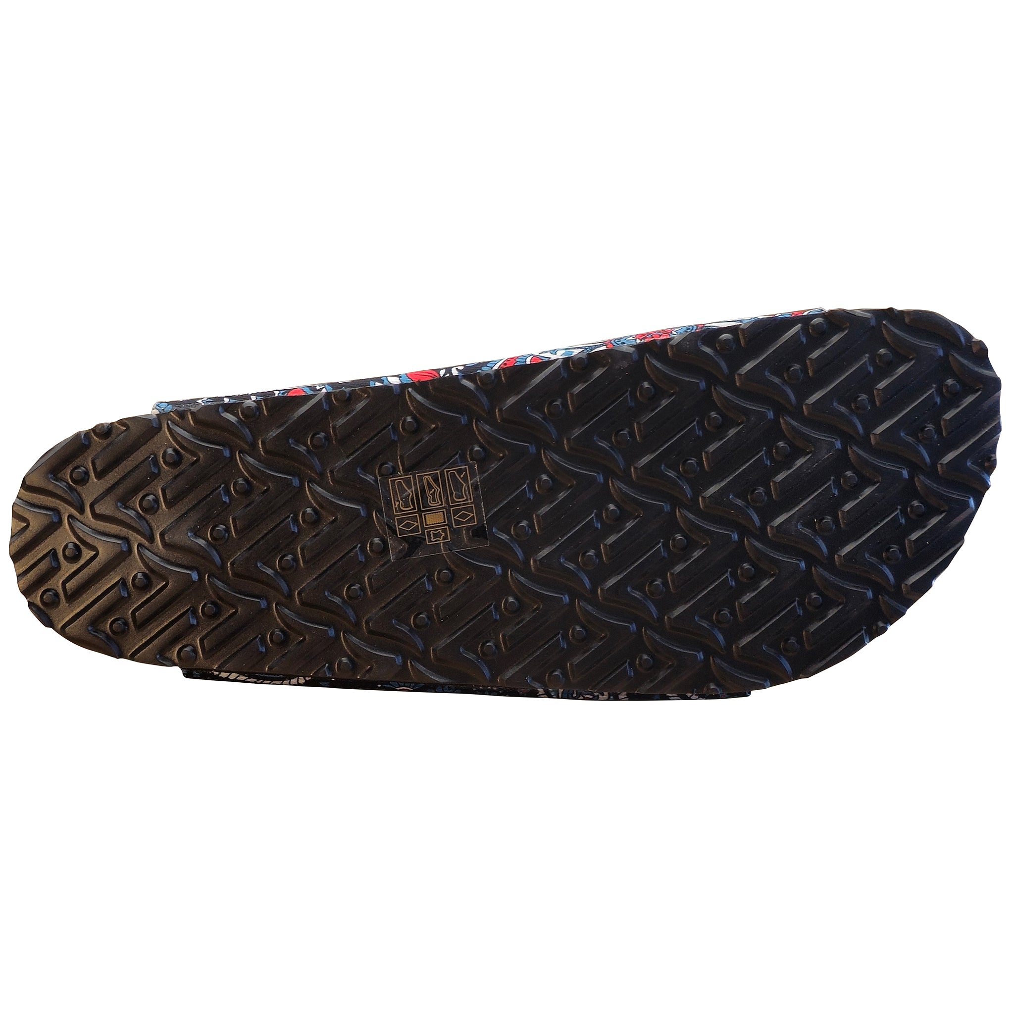 Black shoe sole with tread pattern on a white background
