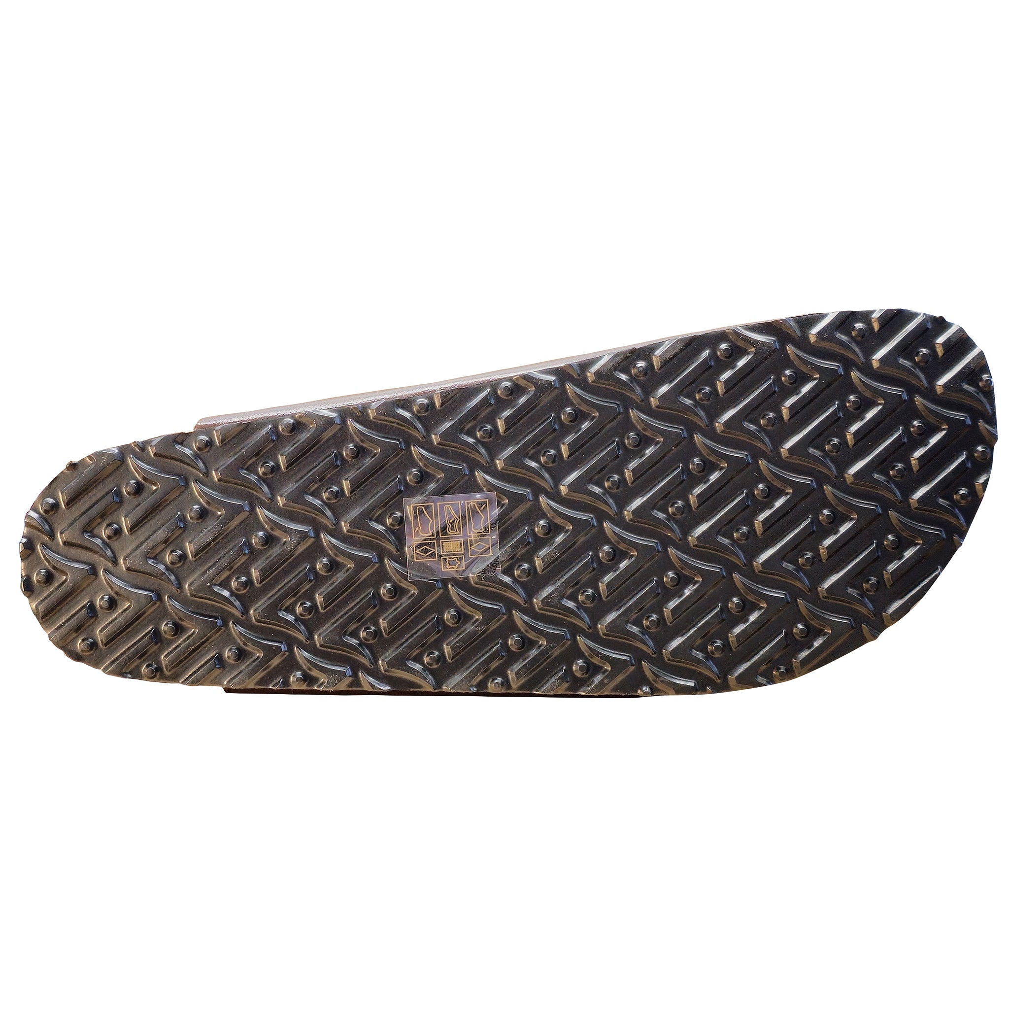 Textured shoe sole with a brand logo on a white background