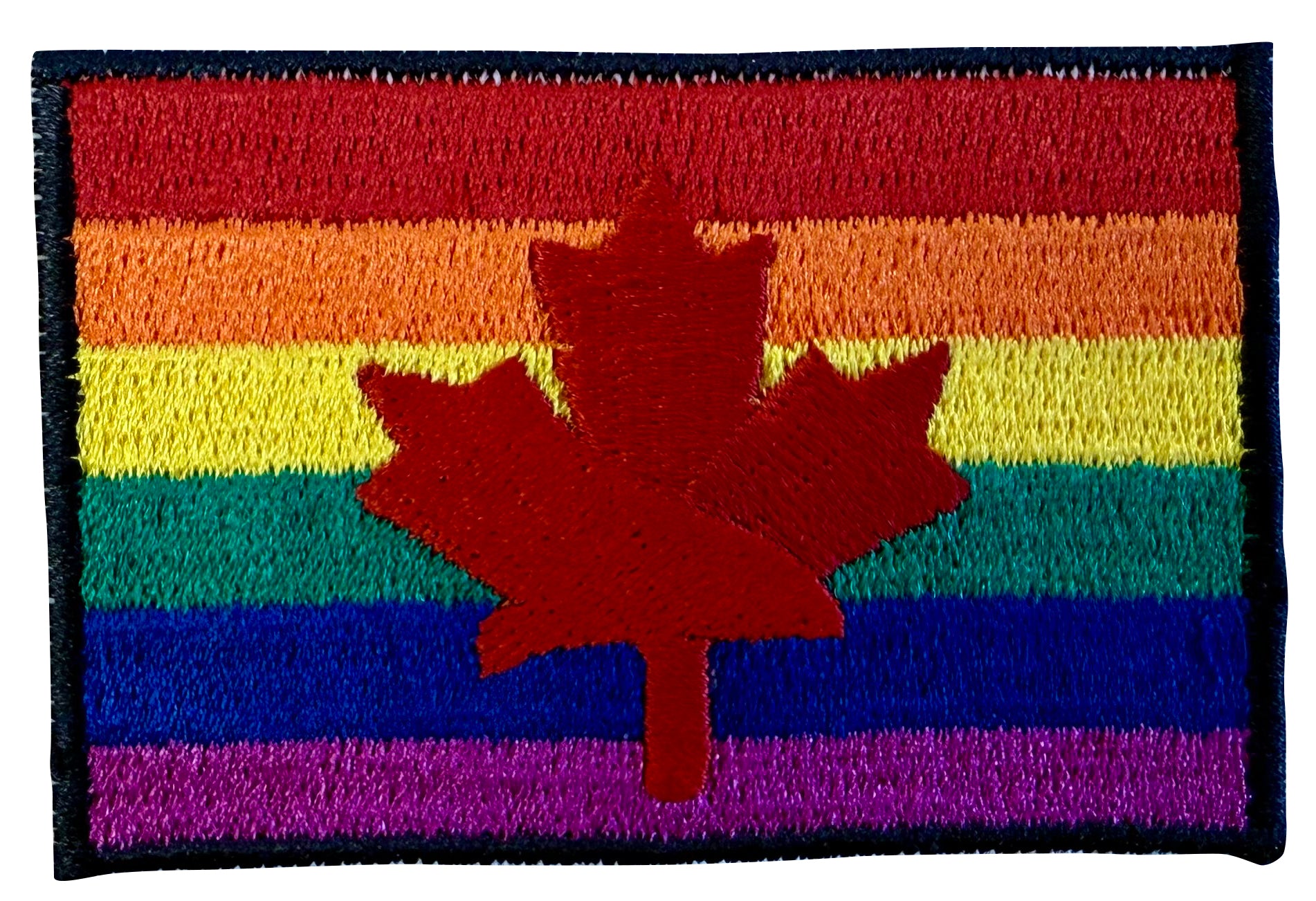 Maple Leaf Rainbow Iron On Embroidery Patch