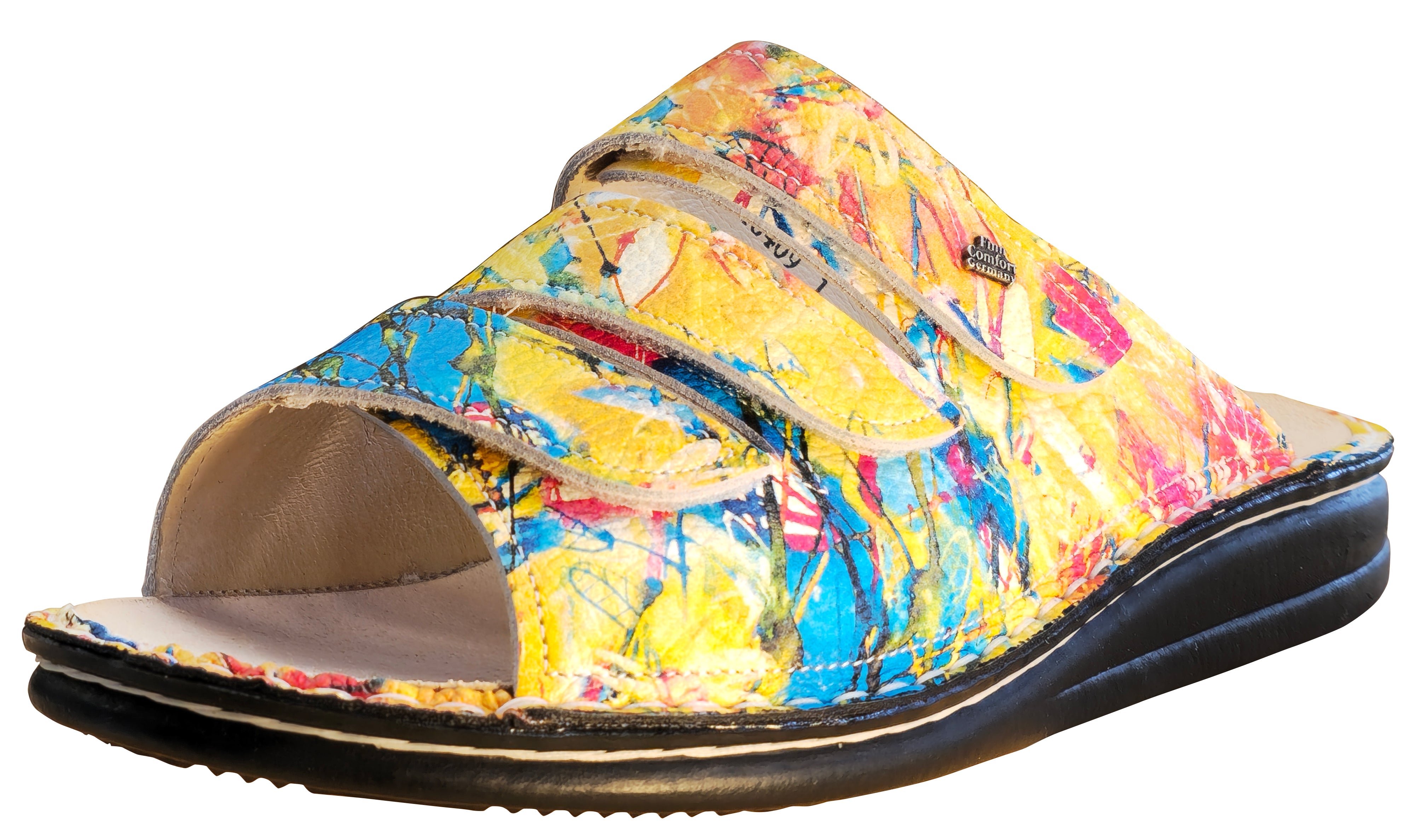 Finn Comfort Women's Korfu Sandal, Black Art Multicolor