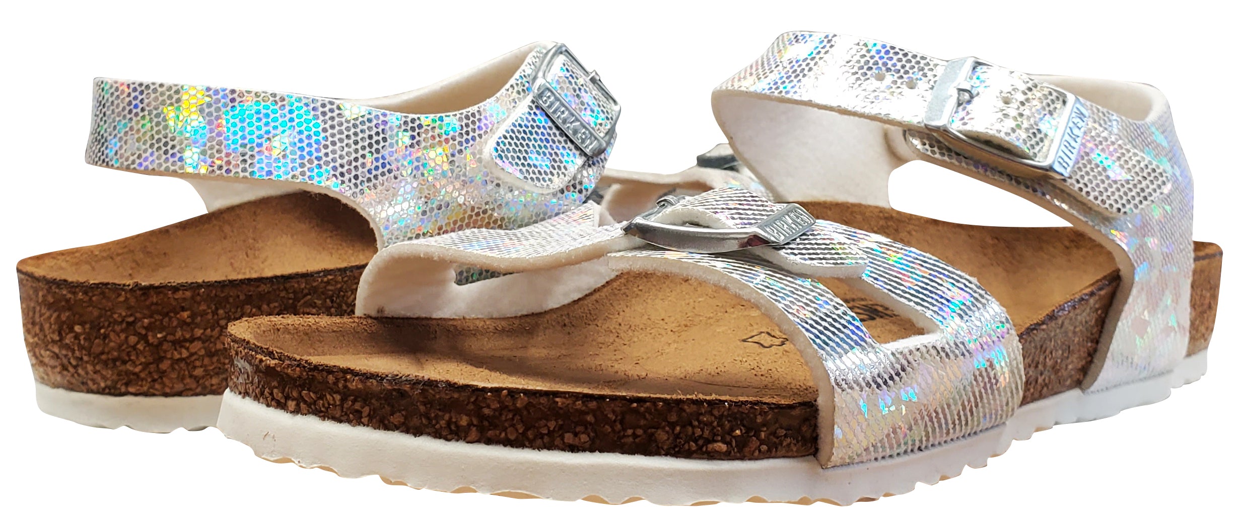 Birkenstock Rio Kids, Hologram Silver Birko-Flor