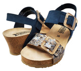 Mephisto Women's Lissia Wedge Sandal Navy Sandalbuck