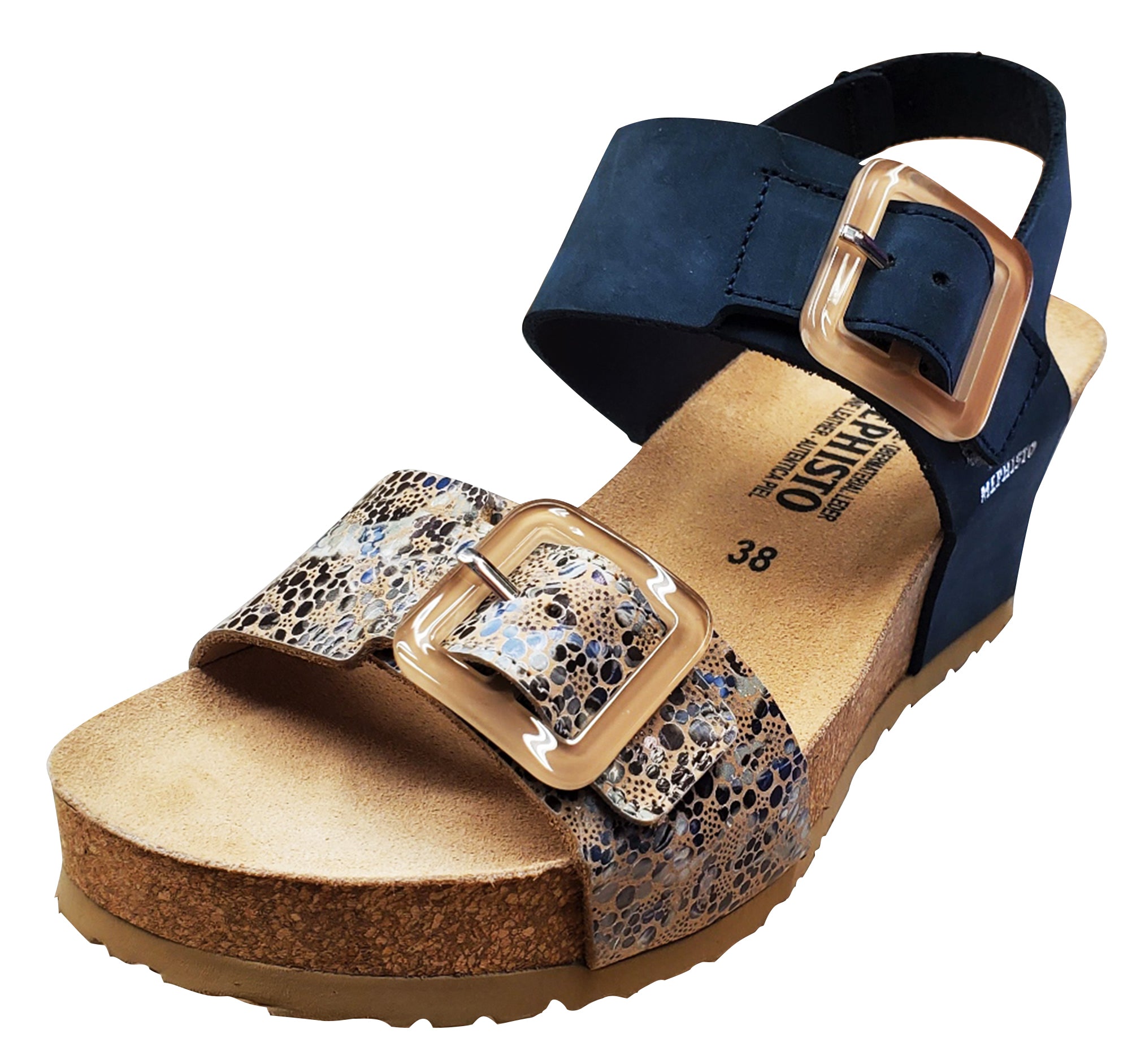 Mephisto Women's Lissia Wedge Sandal Navy Sandalbuck