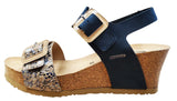 Mephisto Women's Lissia Wedge Sandal Navy Sandalbuck