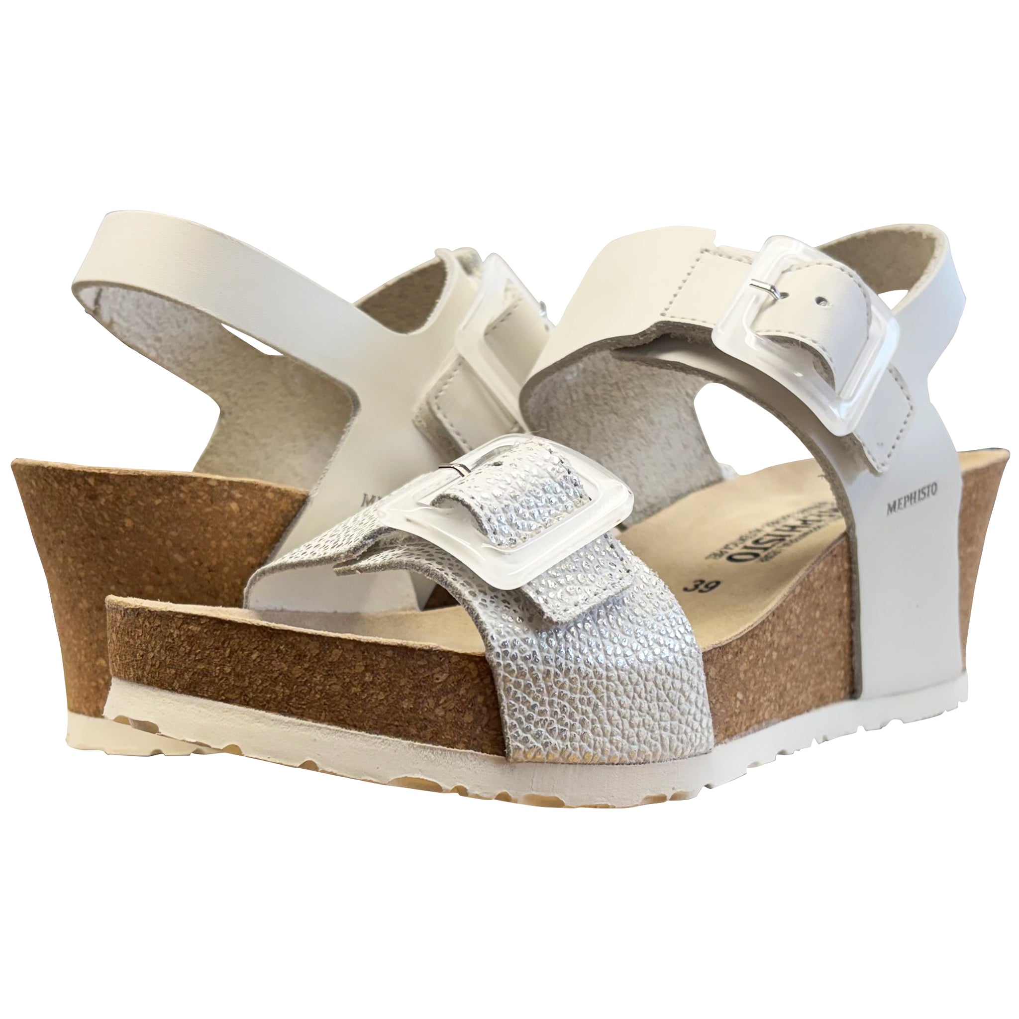 Sandale compensée Lissia pour femme de Mephisto, blanche Condor