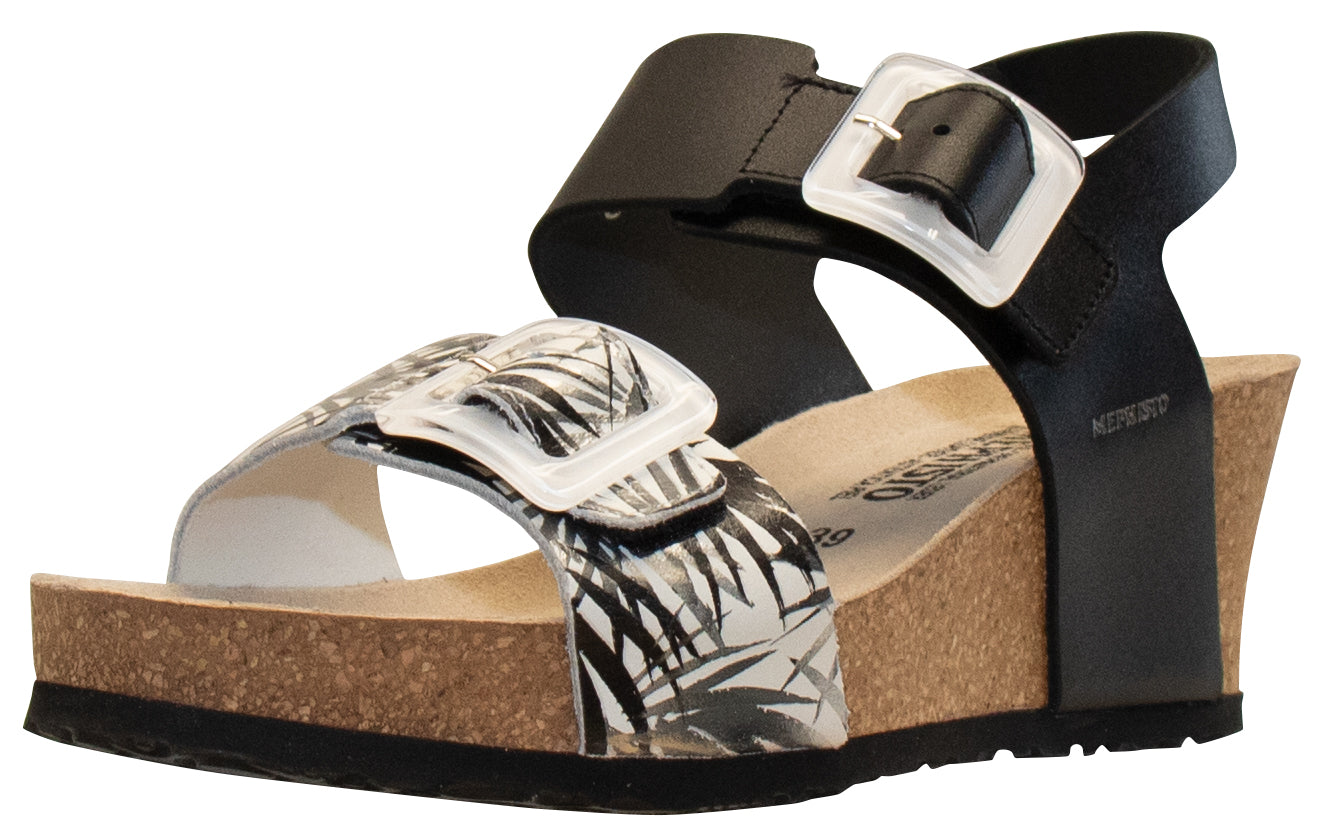 Mephisto Women's Lissia Wedge Sandal Black Sandanyl