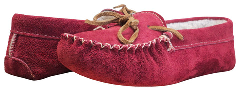 Women’s Suede Leather Moccasin Slippers Bordo