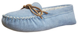 Women’s Suede Leather Moccasin Slippers Powder Blue