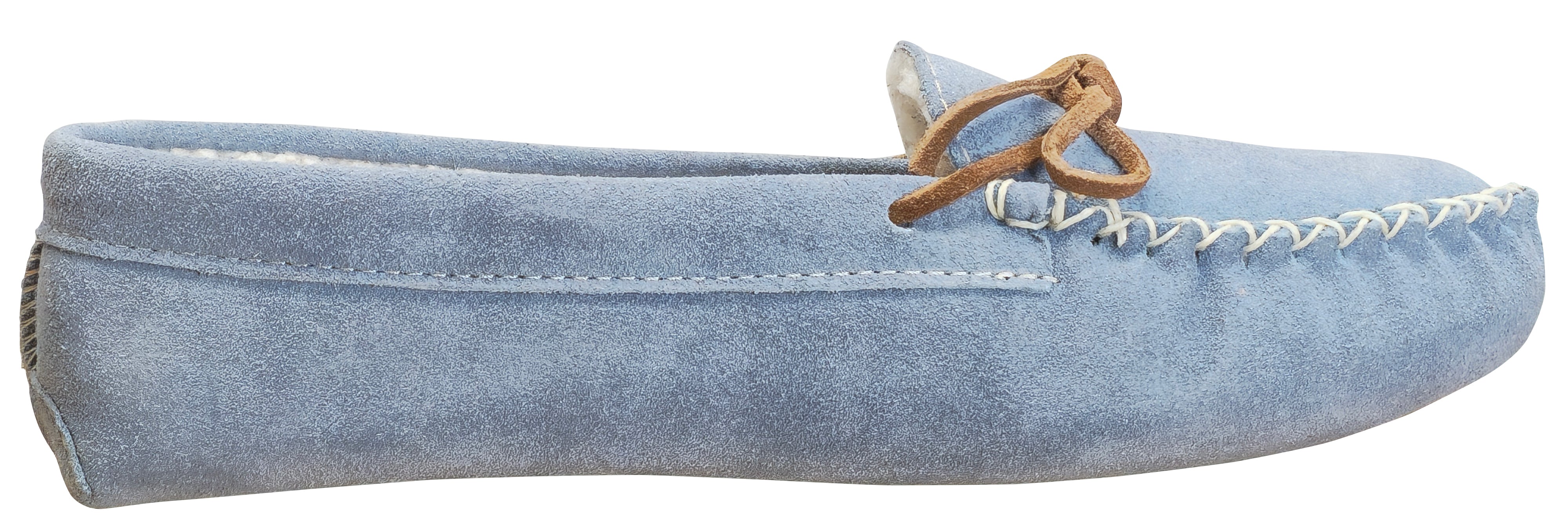 Women’s Suede Leather Moccasin Slippers Powder Blue