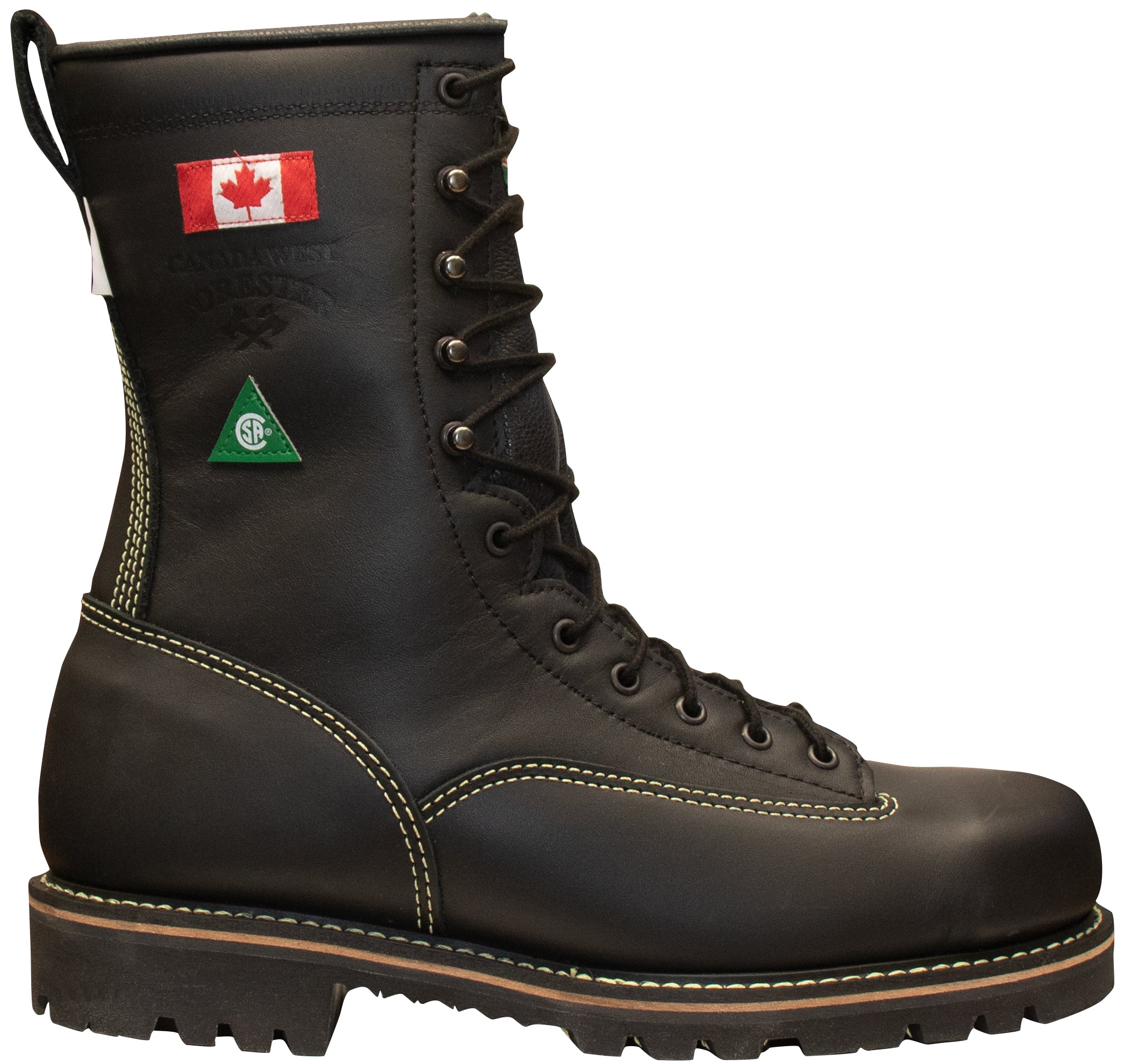 Canada West Men's Lace Work Boots  Forester Black Fire Retardant Leather