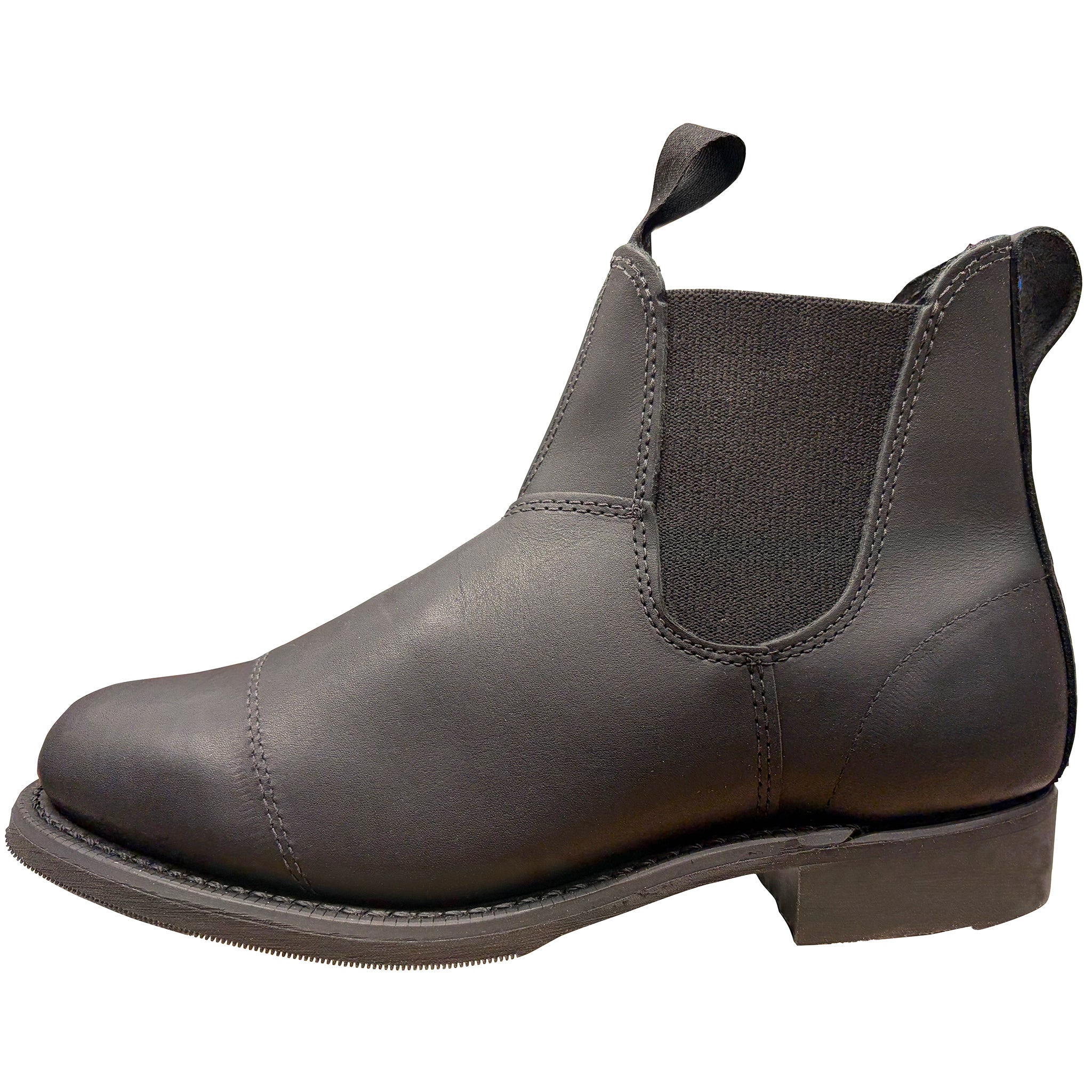 Brown leather Chelsea boot on a white background
