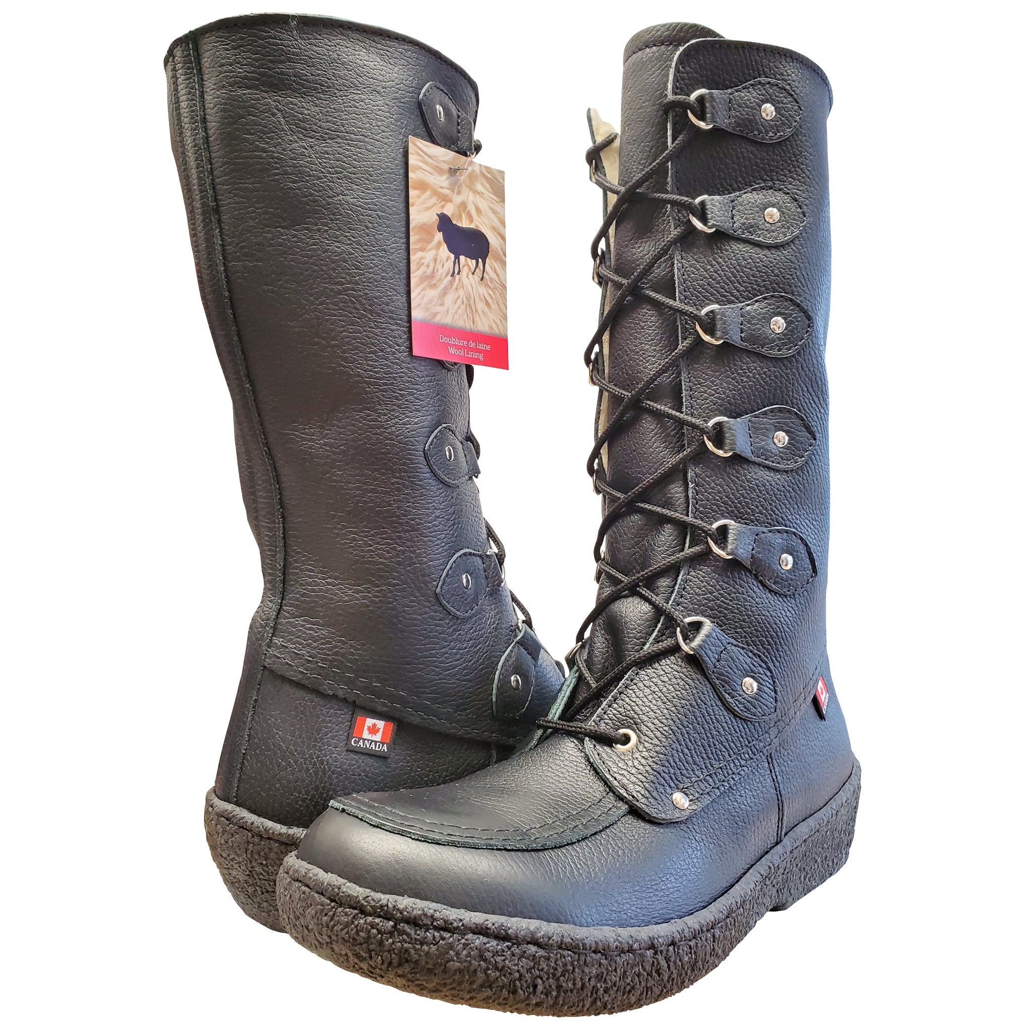 MEN'S MUKLUK WINTER BOOTS WITH RUBBER SOLE AND WOOL LINING