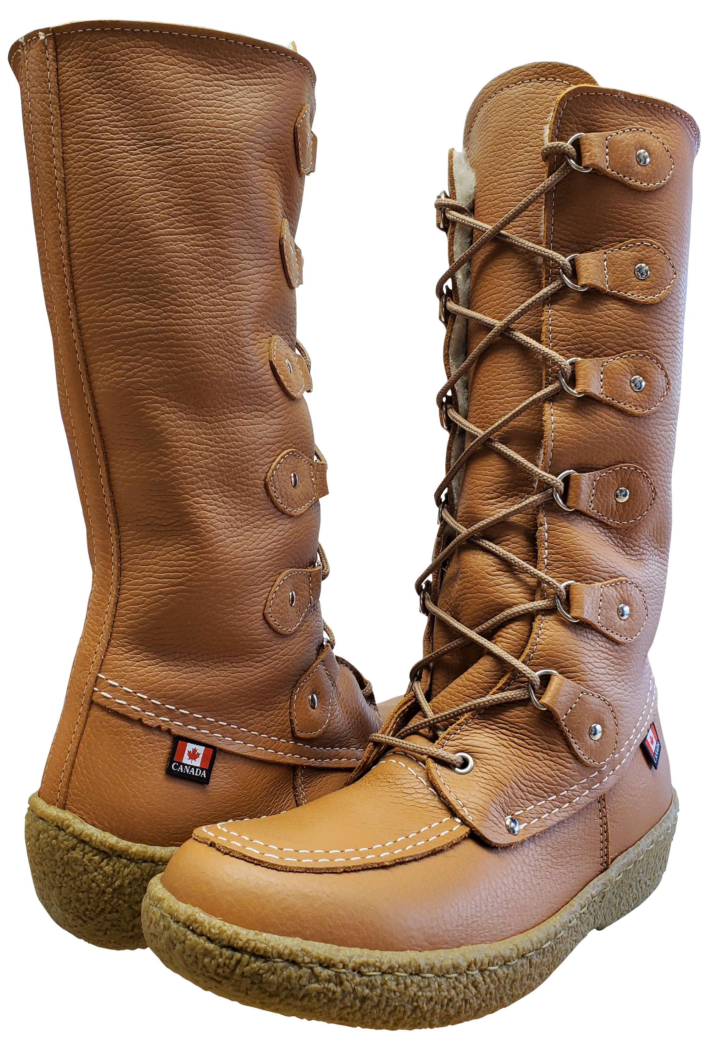 Women's Mukluk Winter Boots with Rubber Sole and Wool Lining California Tan