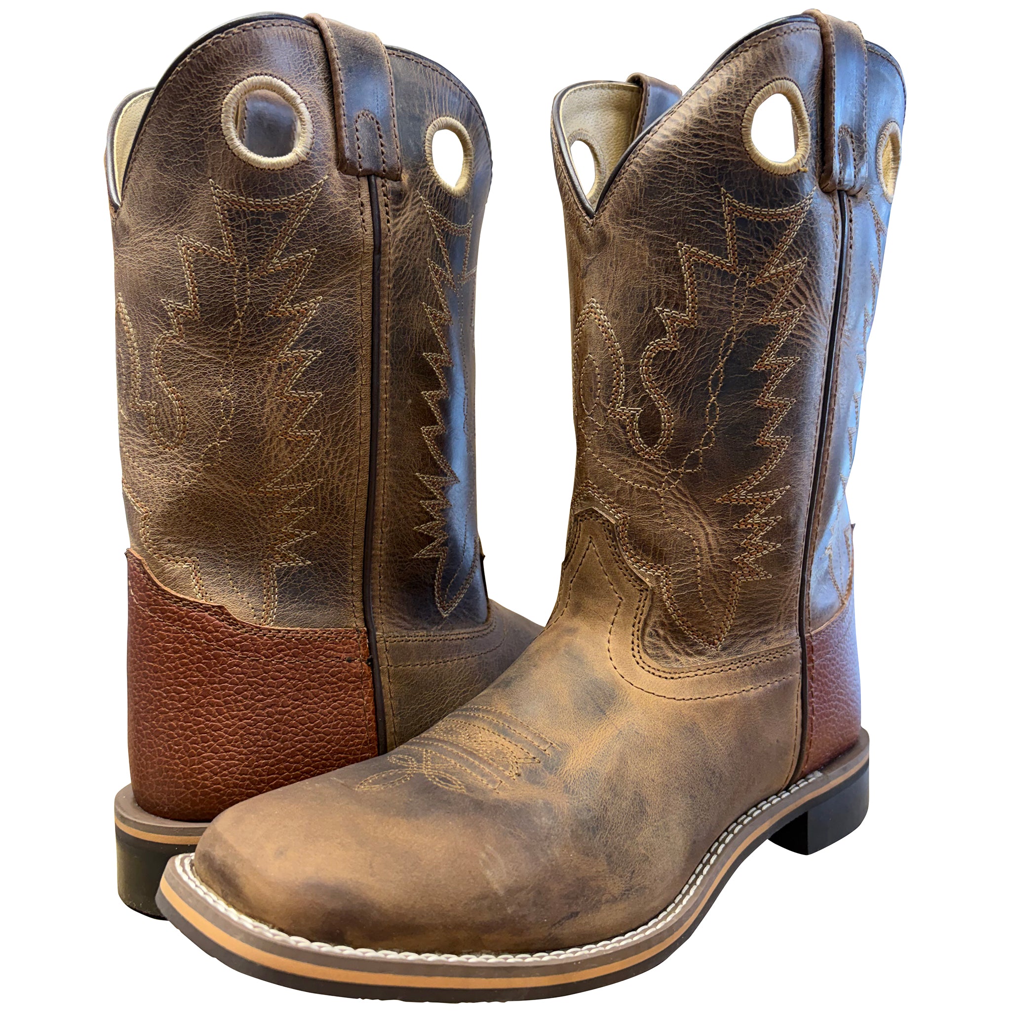 Boulet Kid’s Western Boots – Brown Distress Leather