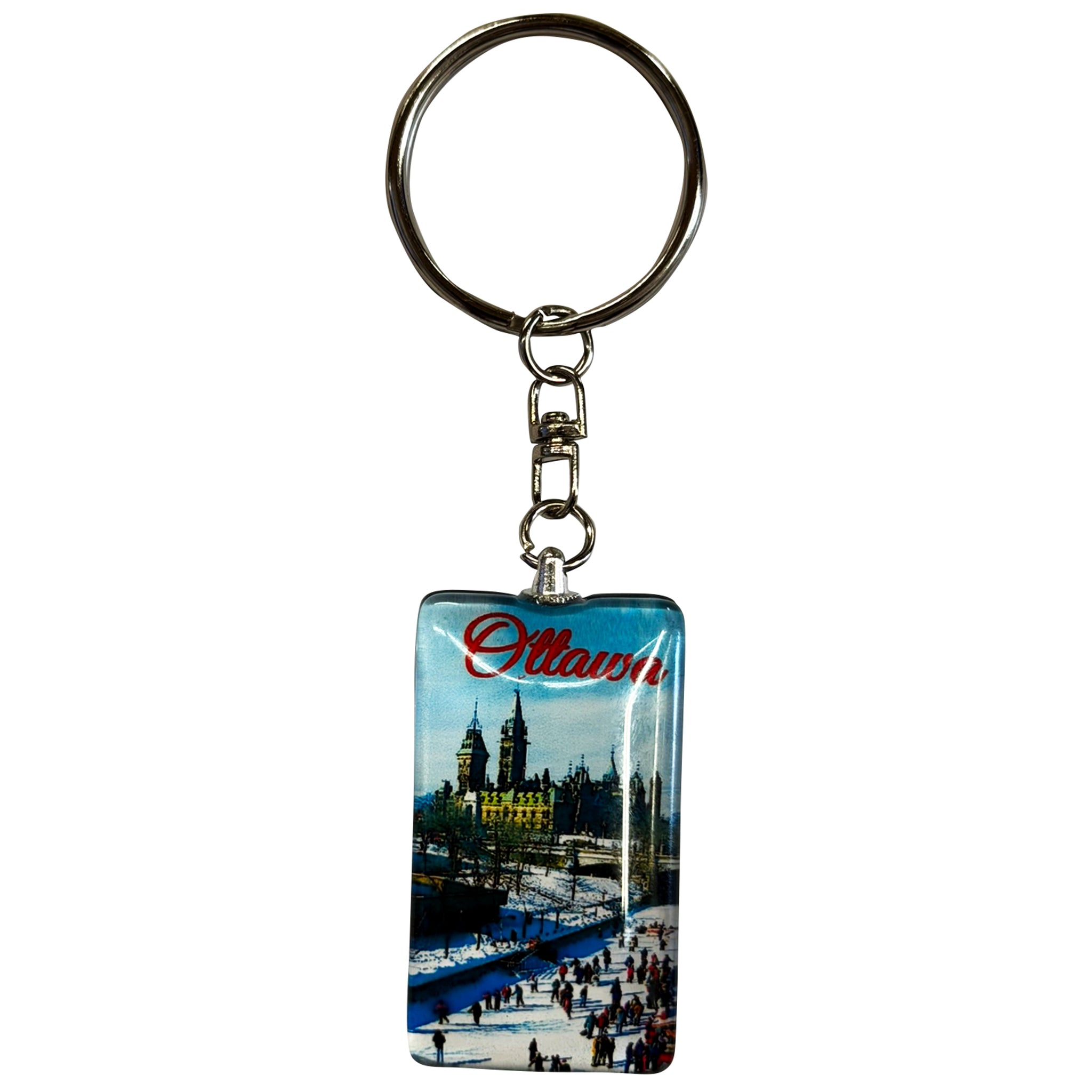 Keytag Glass Rectangle Winter at Chateau Frontenac, Ottawa
