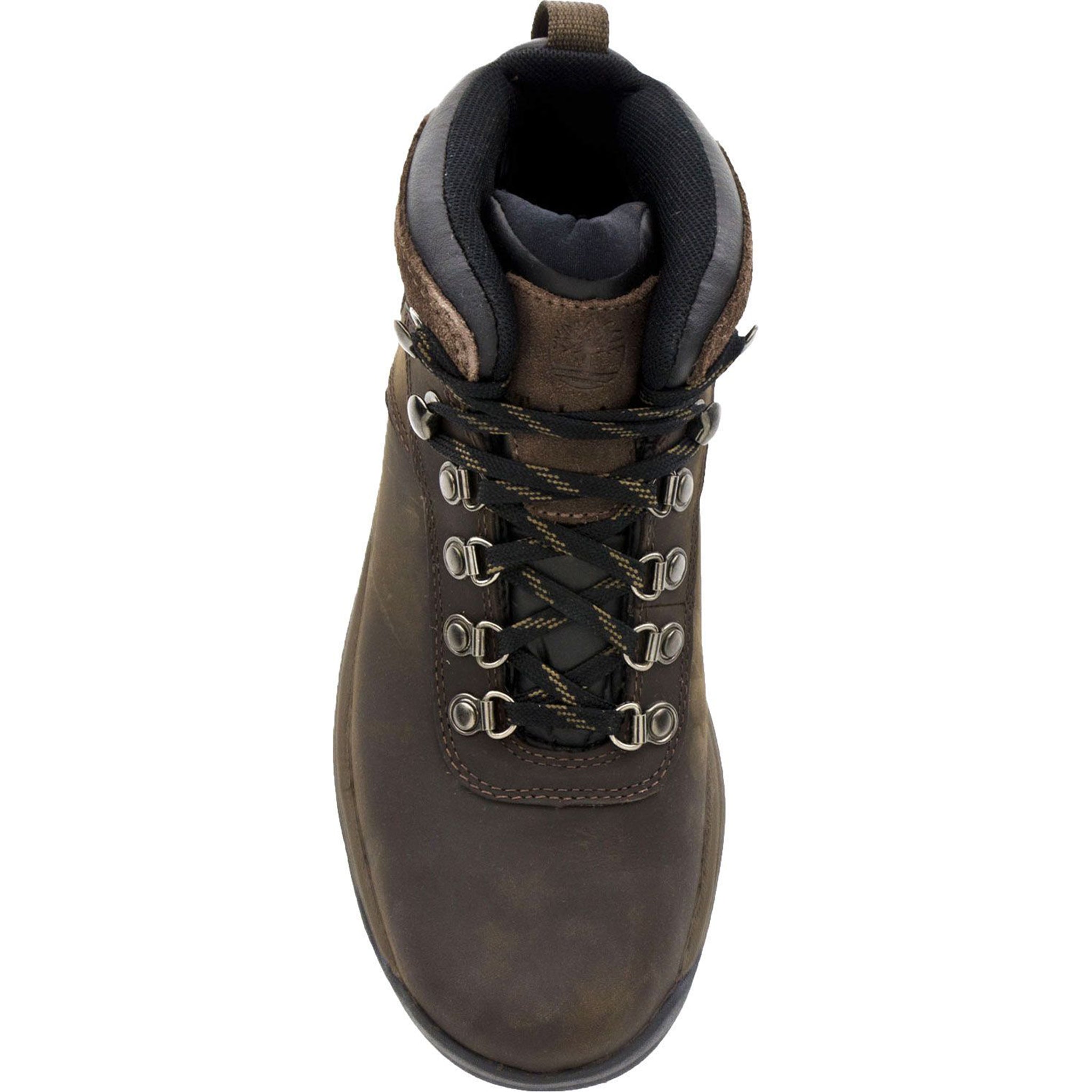 Brown leather boot with laces on a white background