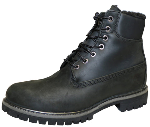 Timberland Men's 6 In Fur Lined Leather Black