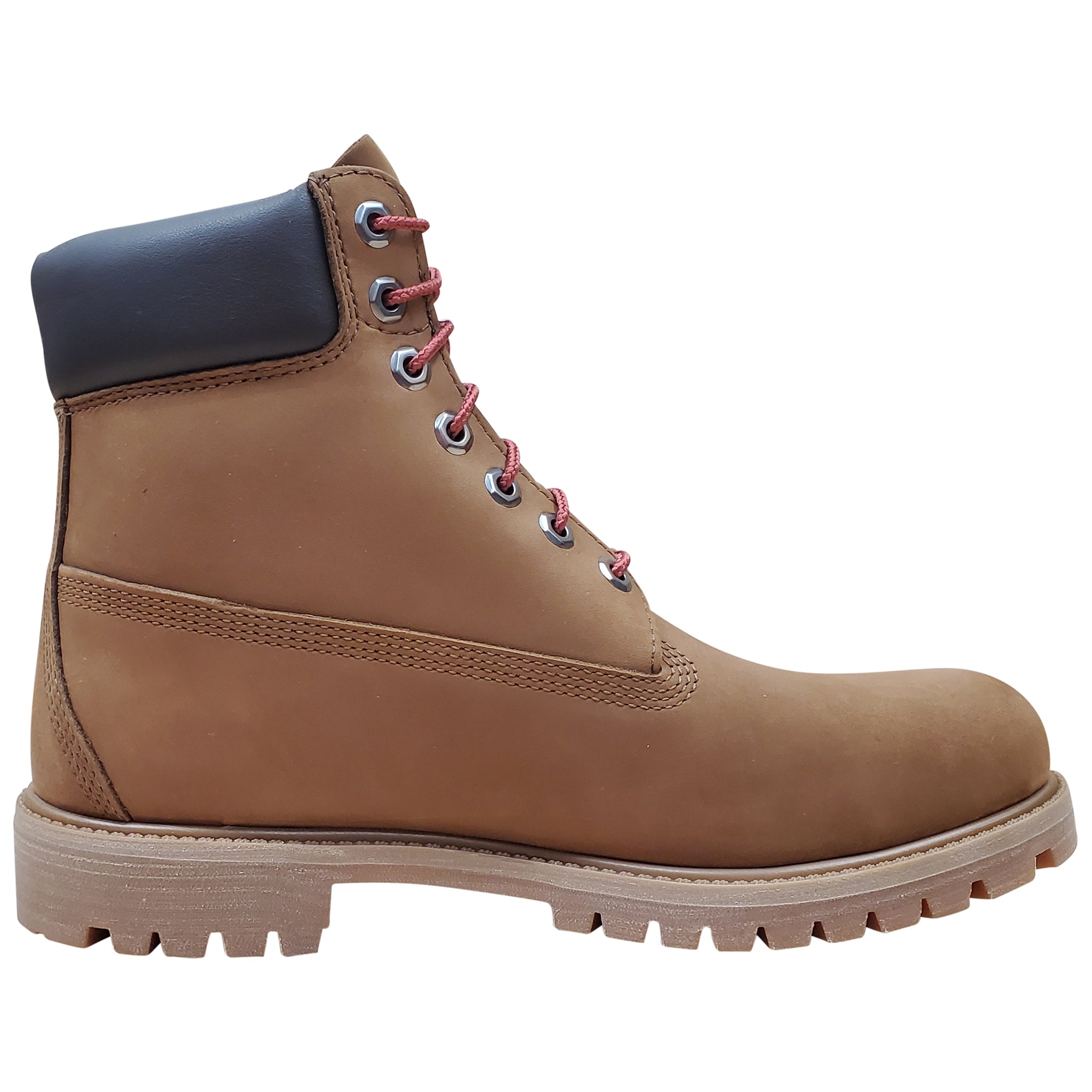 TIMBERLAND MEN'S 6-INCH PREMIUM WATERPROOF BOOTS Dark Brown Nubuck With Red