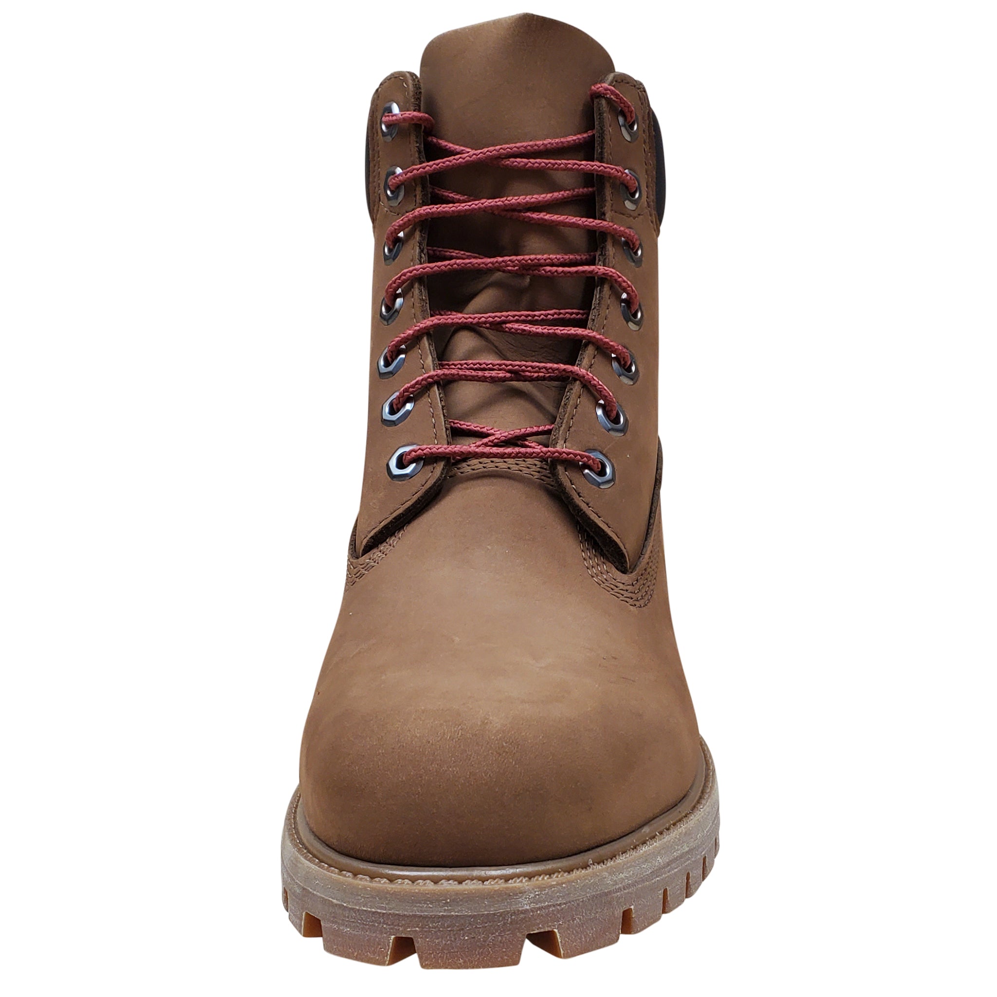 TIMBERLAND MEN'S 6-INCH PREMIUM WATERPROOF BOOTS Dark Brown Nubuck With Red