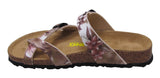 Two Buckle Slide with Toe Strap-Brama Champagne Floral